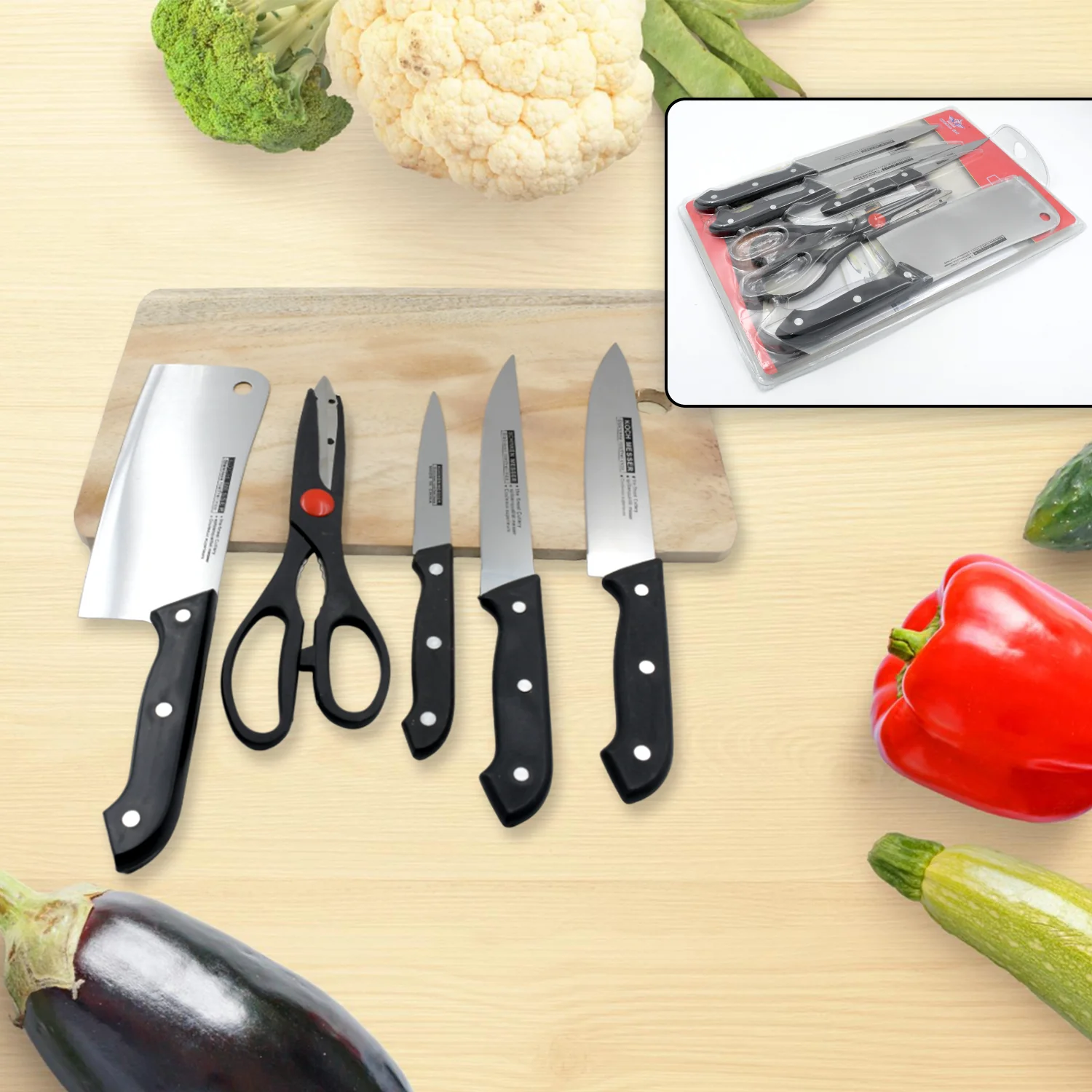 Stainless Steel 6 Piece Kitchen Knife Knives Set For Home Restaurant - Image 6