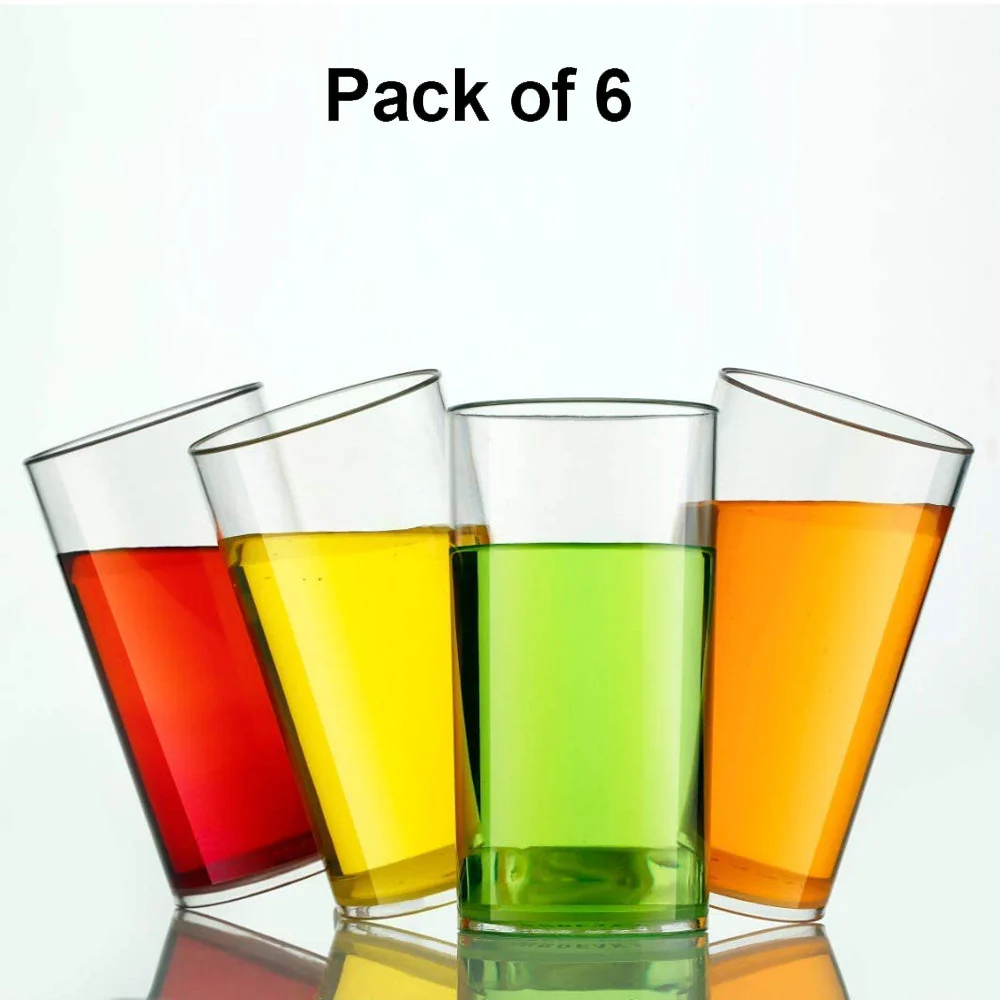 Heavy unbreakable Plastic Clear look fully Transparent Glasses Set 330ml (6pcs) - Image 6