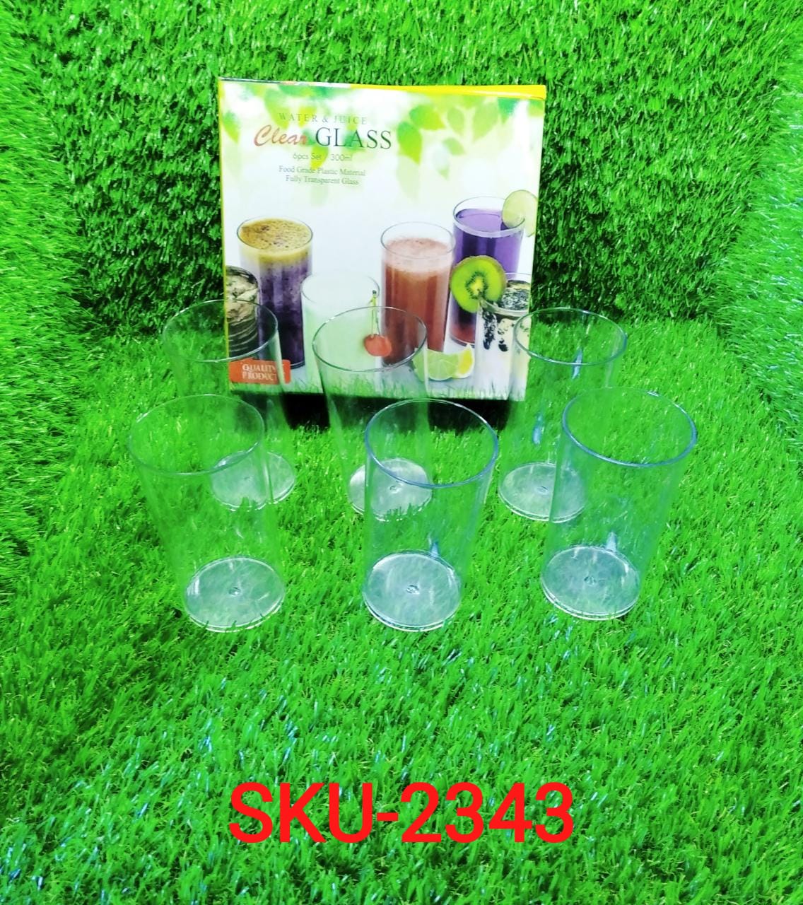 Heavy unbreakable Plastic Clear look fully Transparent Glasses Set 330ml (6pcs) - Image 8