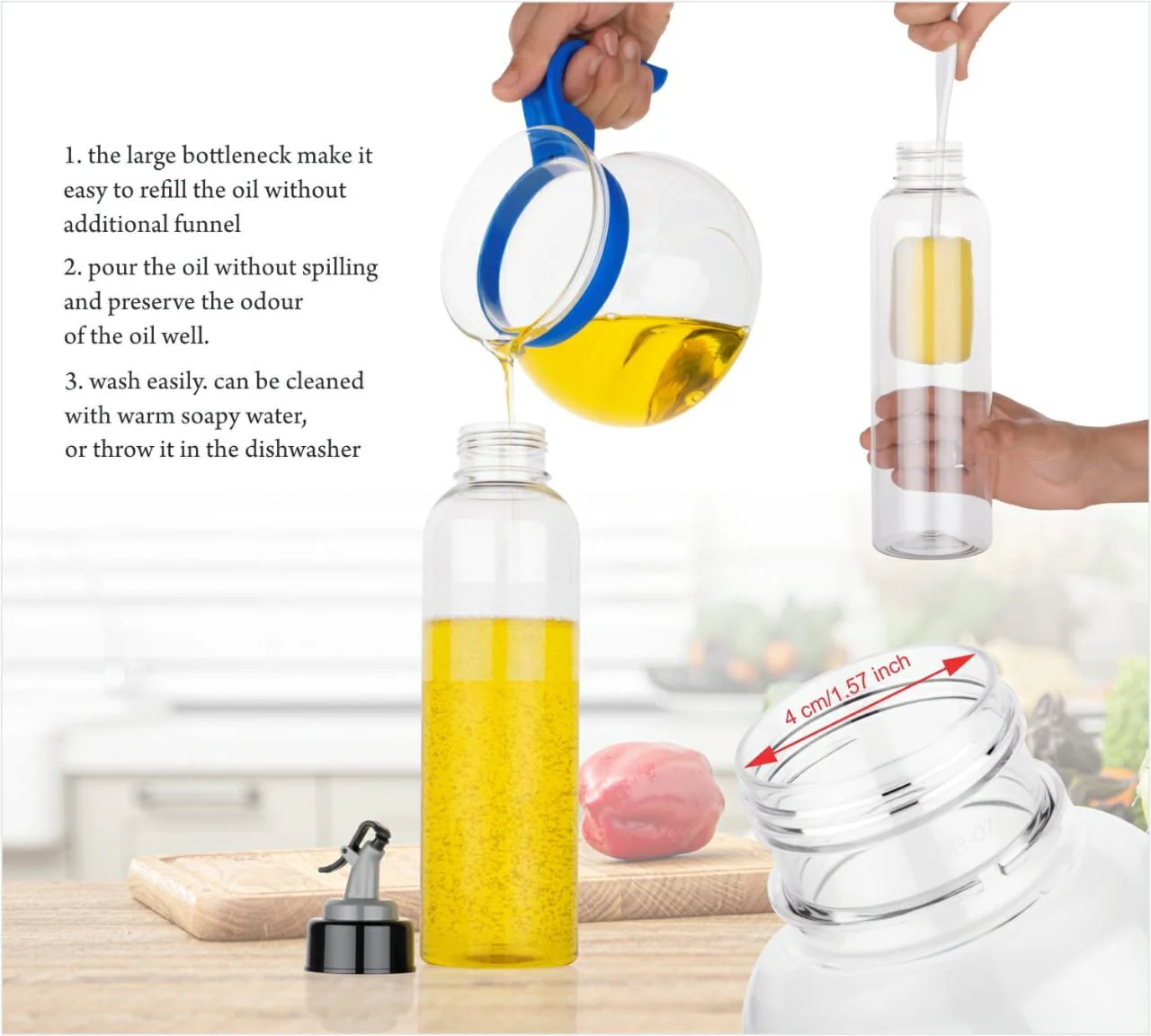 Oil Dispenser Transparent Plastic Oil Bottle |  1 Liter - Image 7
