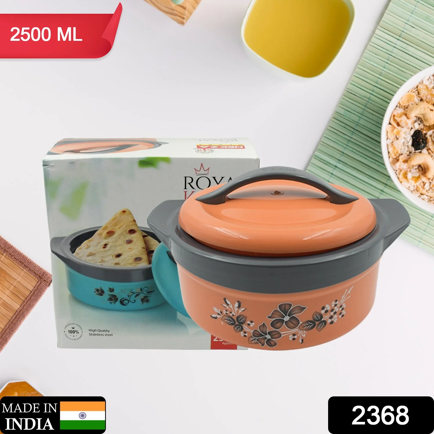 Casserole Box for Food Searving Inner Steel Insulated Casserole Hot Pot (Approx 2500 ml) - Image 2