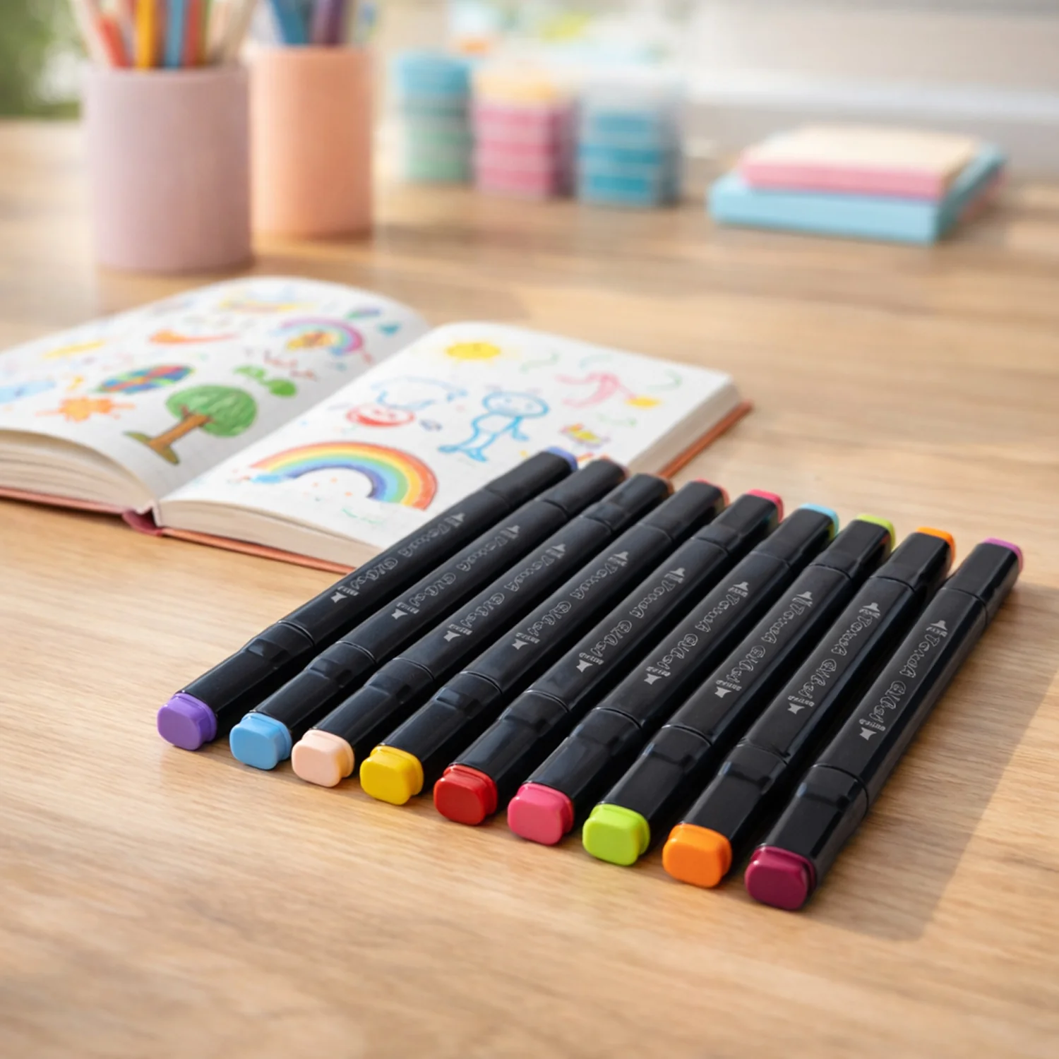 24 Pc Dual Tip Sketch Marker Pen Set With Storage Pouch - Image 5
