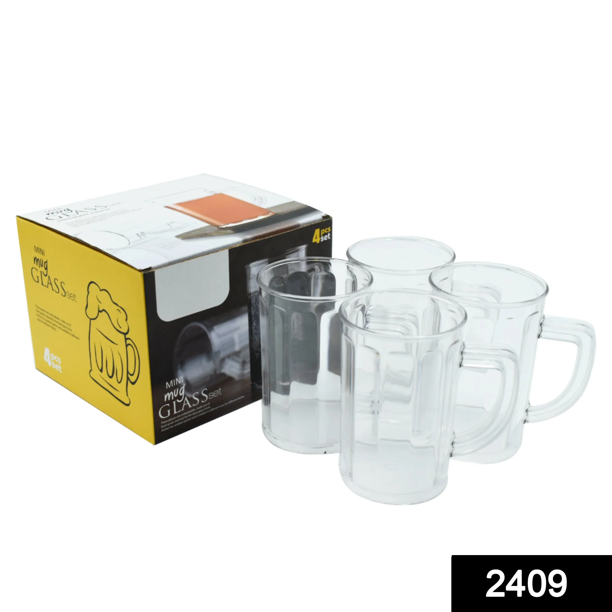 Unbreakable Drinking Plastic Type Glass Set, Beer Mug, Set of 4 PCs, Transparent - Image 2