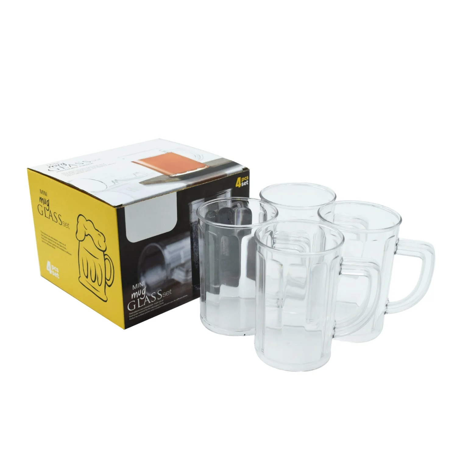 Unbreakable Drinking Plastic Type Glass Set, Beer Mug, Set of 4 PCs, Transparent - Image 4