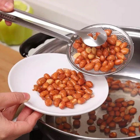 2In1 Stainless Steel Filter Spoon with Clip Food Kitchen Oil-Frying Multi-Functional - Image 12