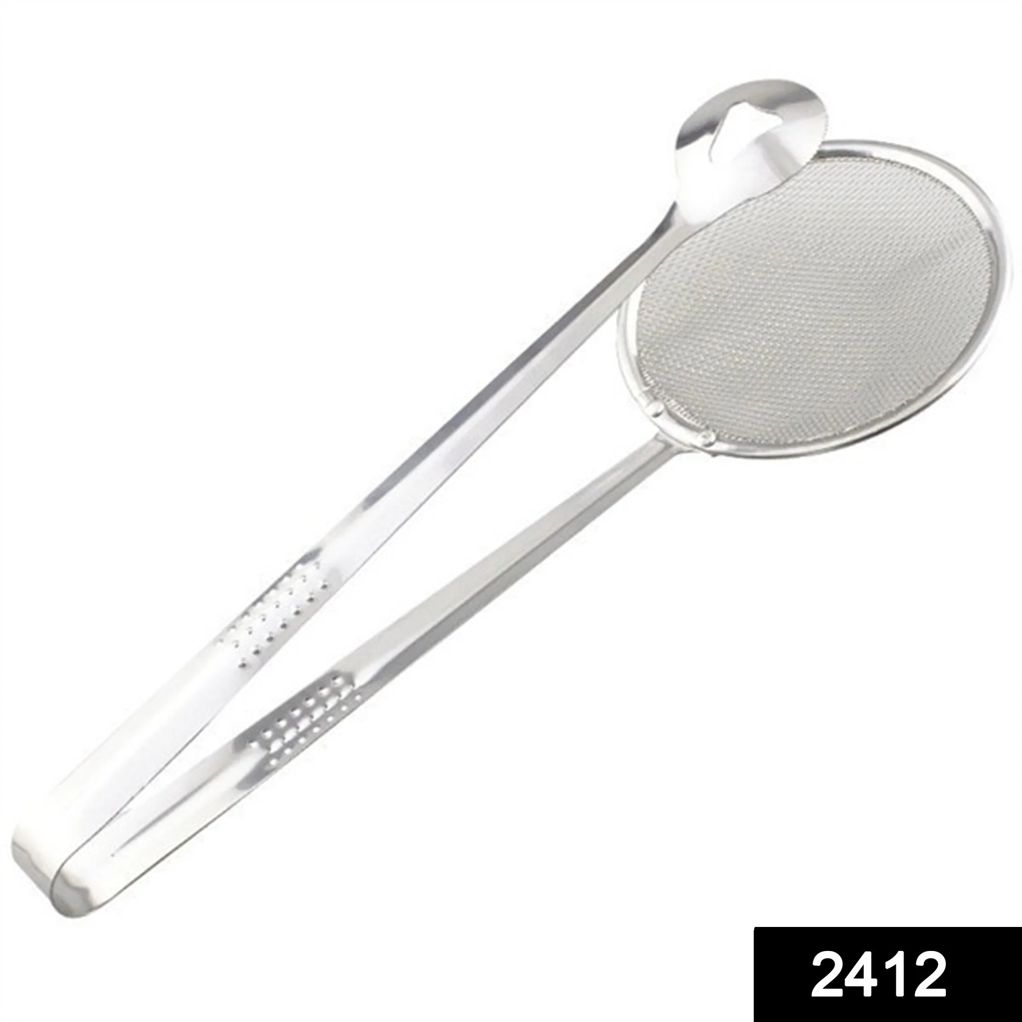2In1 Stainless Steel Filter Spoon with Clip Food Kitchen Oil-Frying Multi-Functional - Image 2