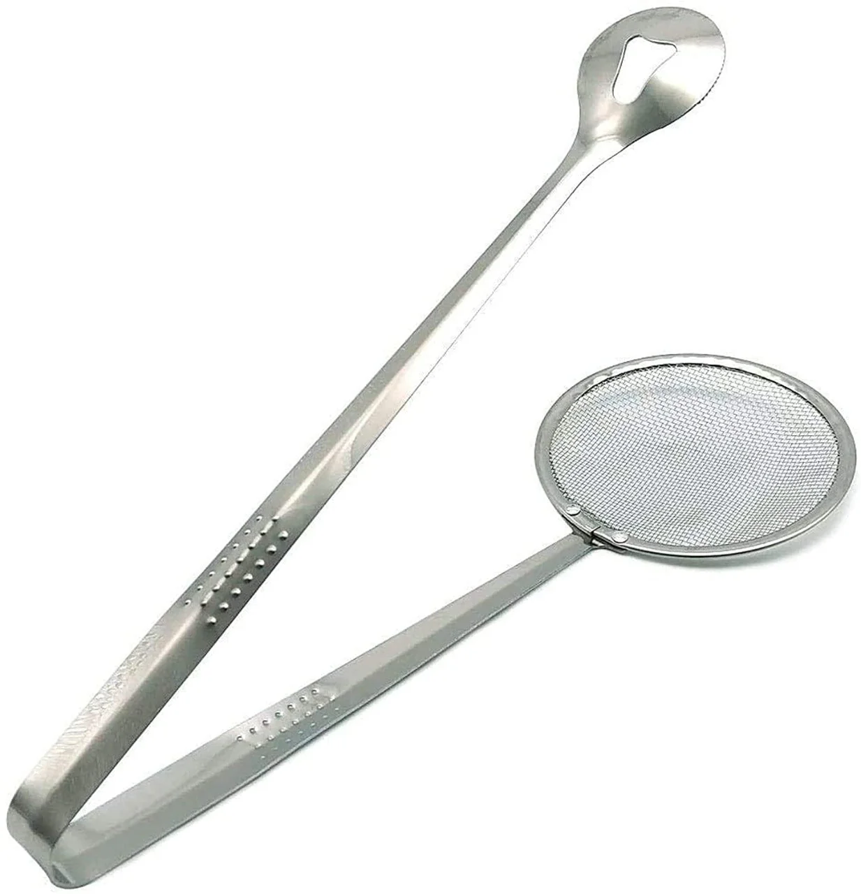 2In1 Stainless Steel Filter Spoon with Clip Food Kitchen Oil-Frying Multi-Functional - Image 3