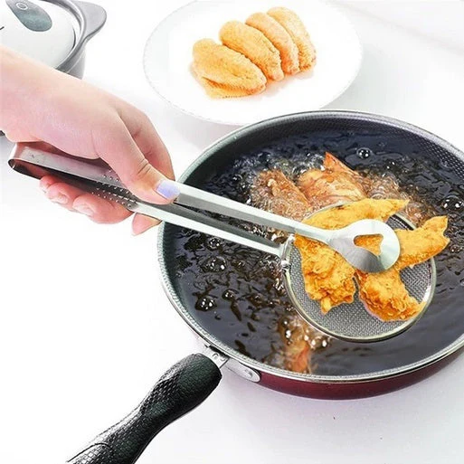 2In1 Stainless Steel Filter Spoon with Clip Food Kitchen Oil-Frying Multi-Functional - Image 6