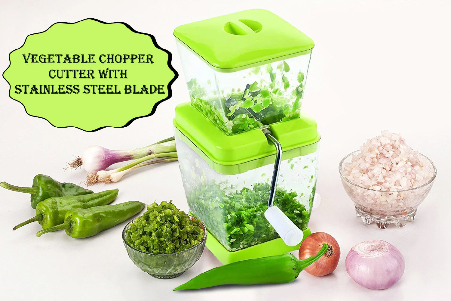 Plastic Vegetable Chopper Cutter with Stainless Steel Blade - Image 5