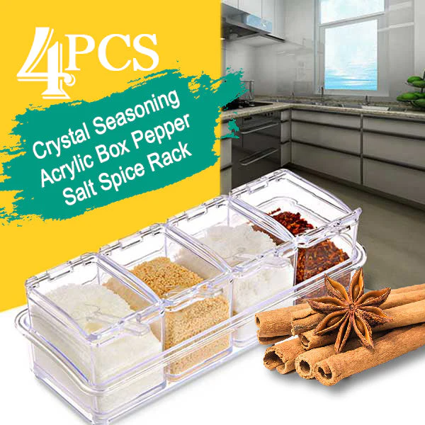 Crystal Seasoning Acrylic Box Pepper Salt Spice Rack - Image 4