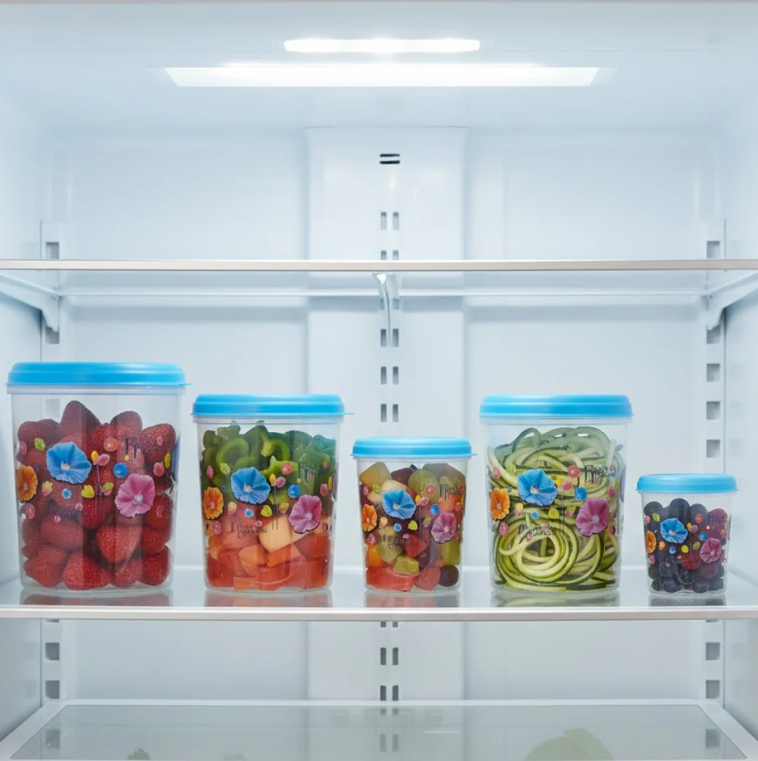Plastic Transparent Container Air Tight Dabba Set (3000ml, 2000ml, 1000ml, 750ml, 500ml) - Image 4