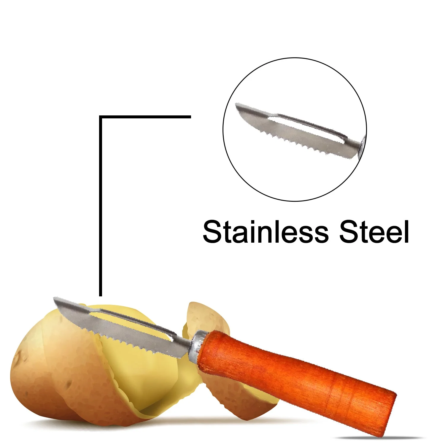 Wooden Handle and Stainless Steel Vegetable Peeler - Image 5
