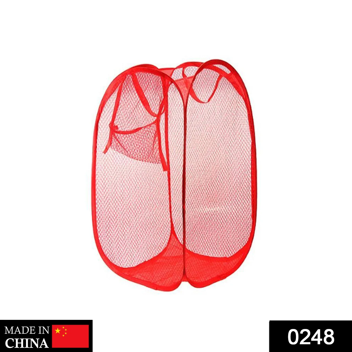Laundry Hamper Mesh Fabric For Ventilation Foldable Storage  Up Clothes Basket - Image 2