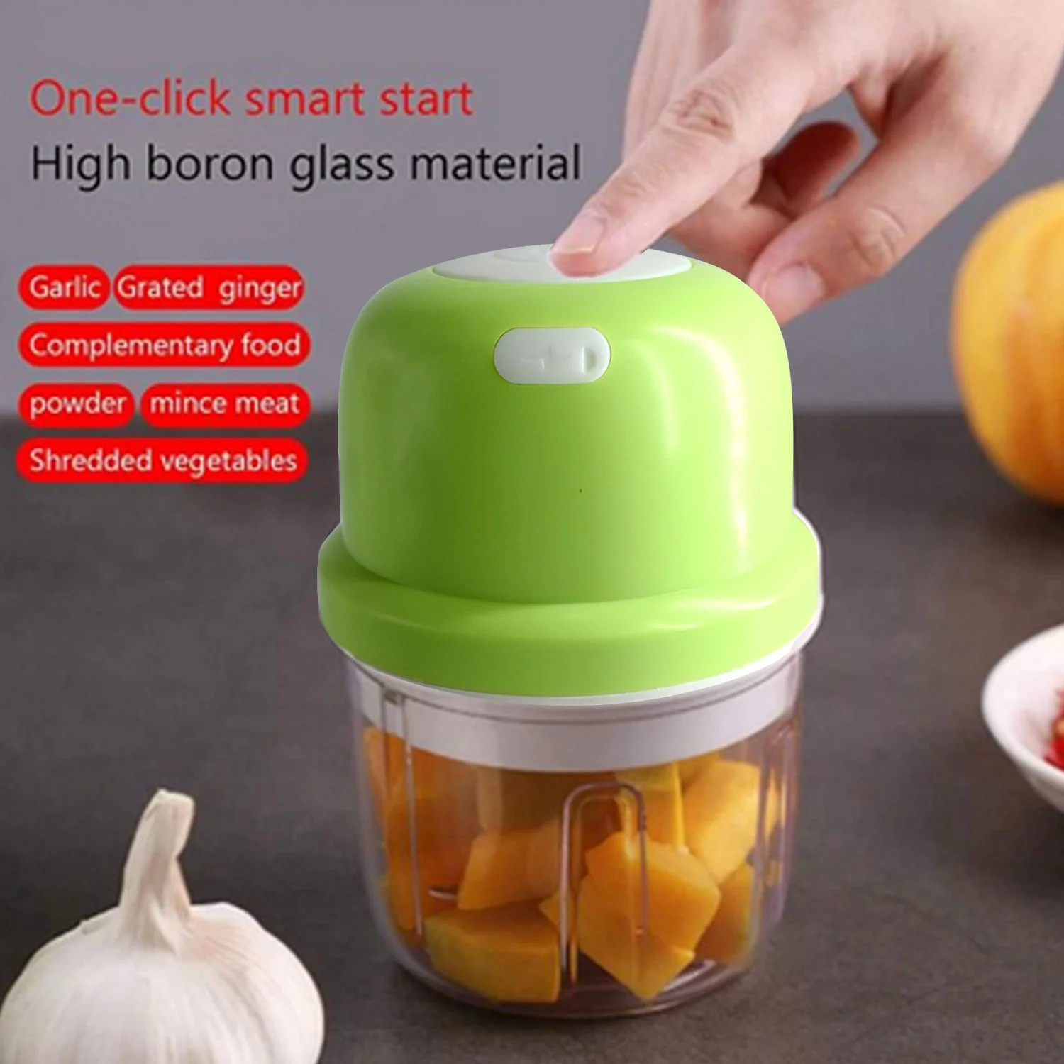 USB Rechargeable Electric Chopper Fruit Vegetable Onion Chopper Garlic Chopper - Image 3