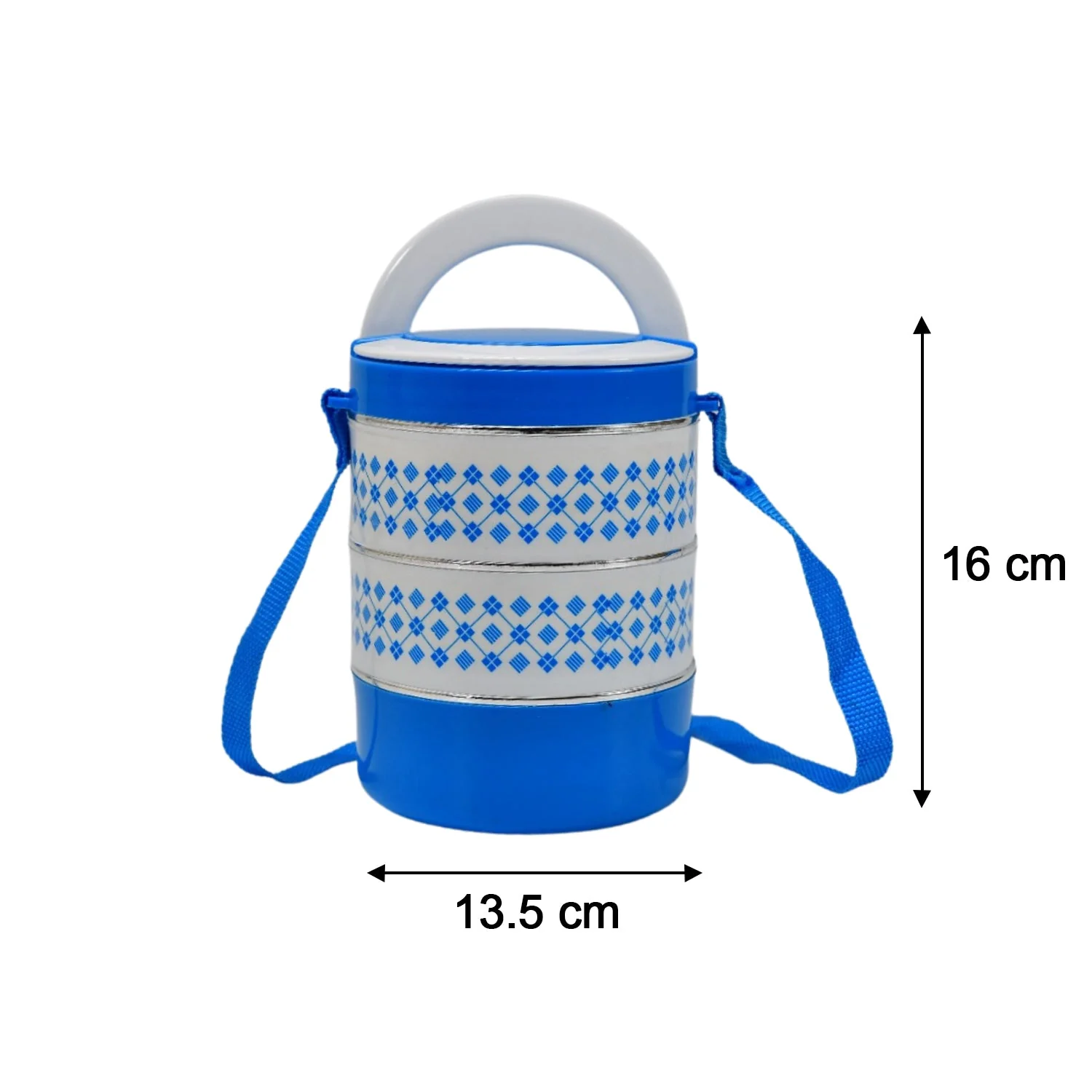 3 layer Adjustable Insulated Tiffin Set of 1, Blue 3 Containers Lunch Box - Image 7