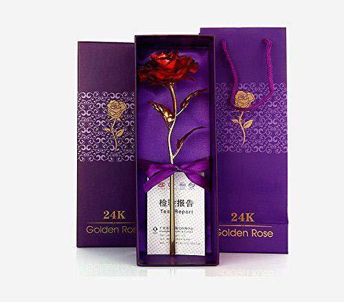 24K Artificial Golden Rose / Gold Red Rose with Gift Box (10 inches) - Image 3
