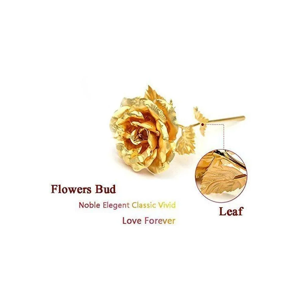 24K Artificial Golden Rose / Gold Red Rose with Gift Box (10 inches) - Image 4
