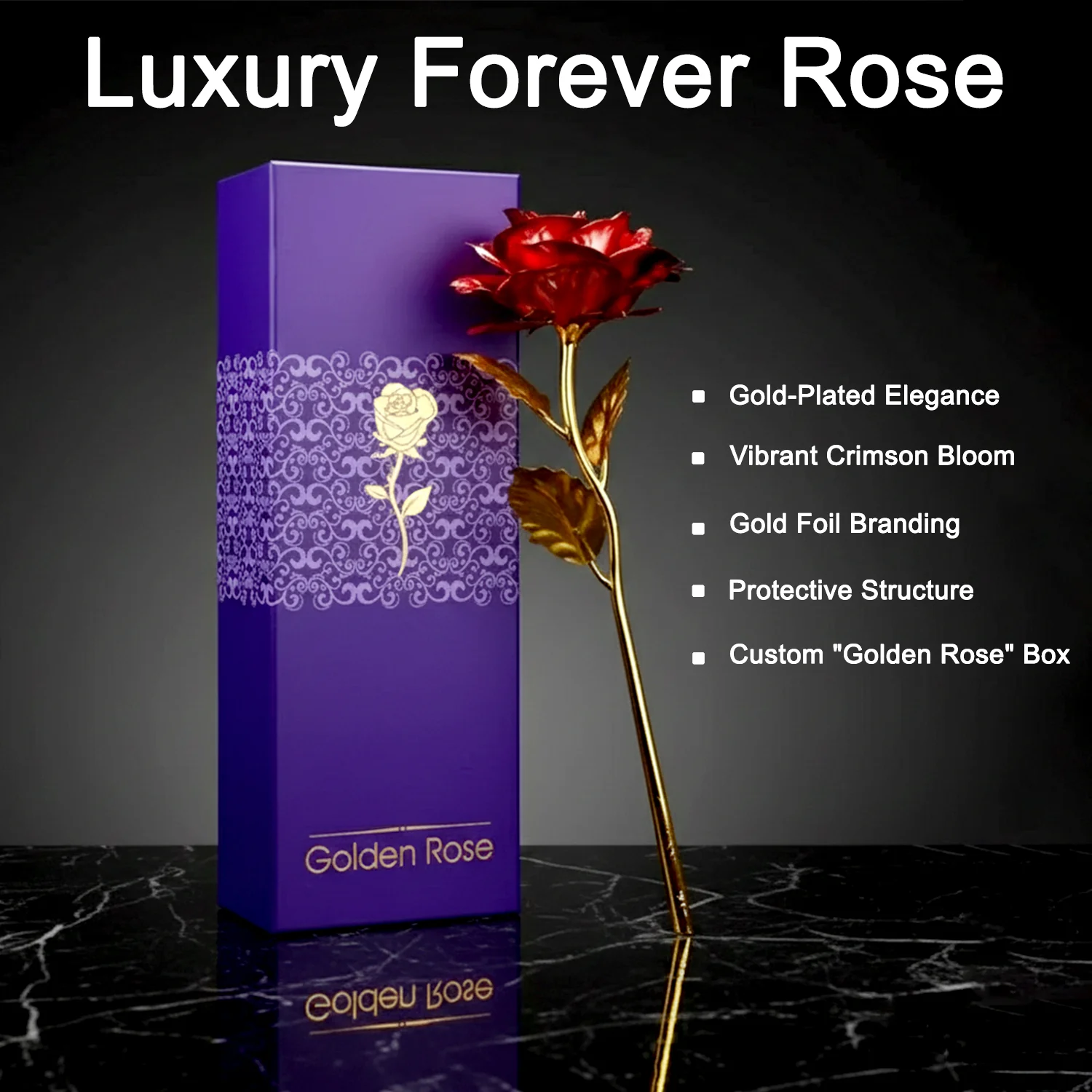 24K Gold Plated Artificial Rose for Gift - Image 4