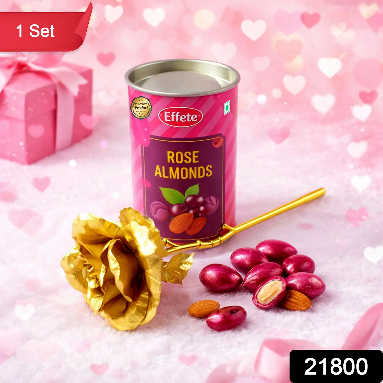 Golden Rose with Almonds chocolate Gift Set (1 Set) - Image 2
