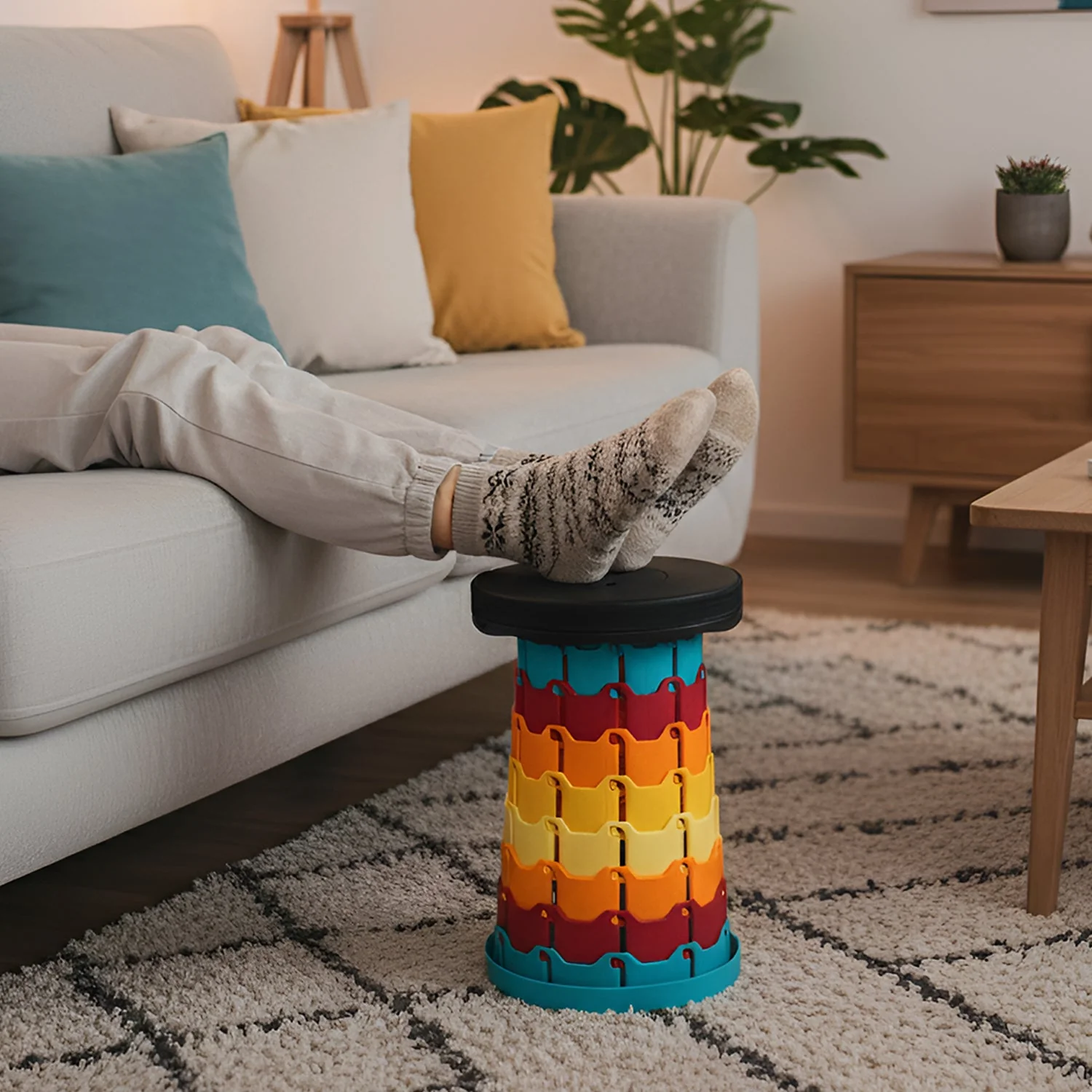 Collapsible Stool with Handle for Portable Seating (44x25.5 cm) - Image 3