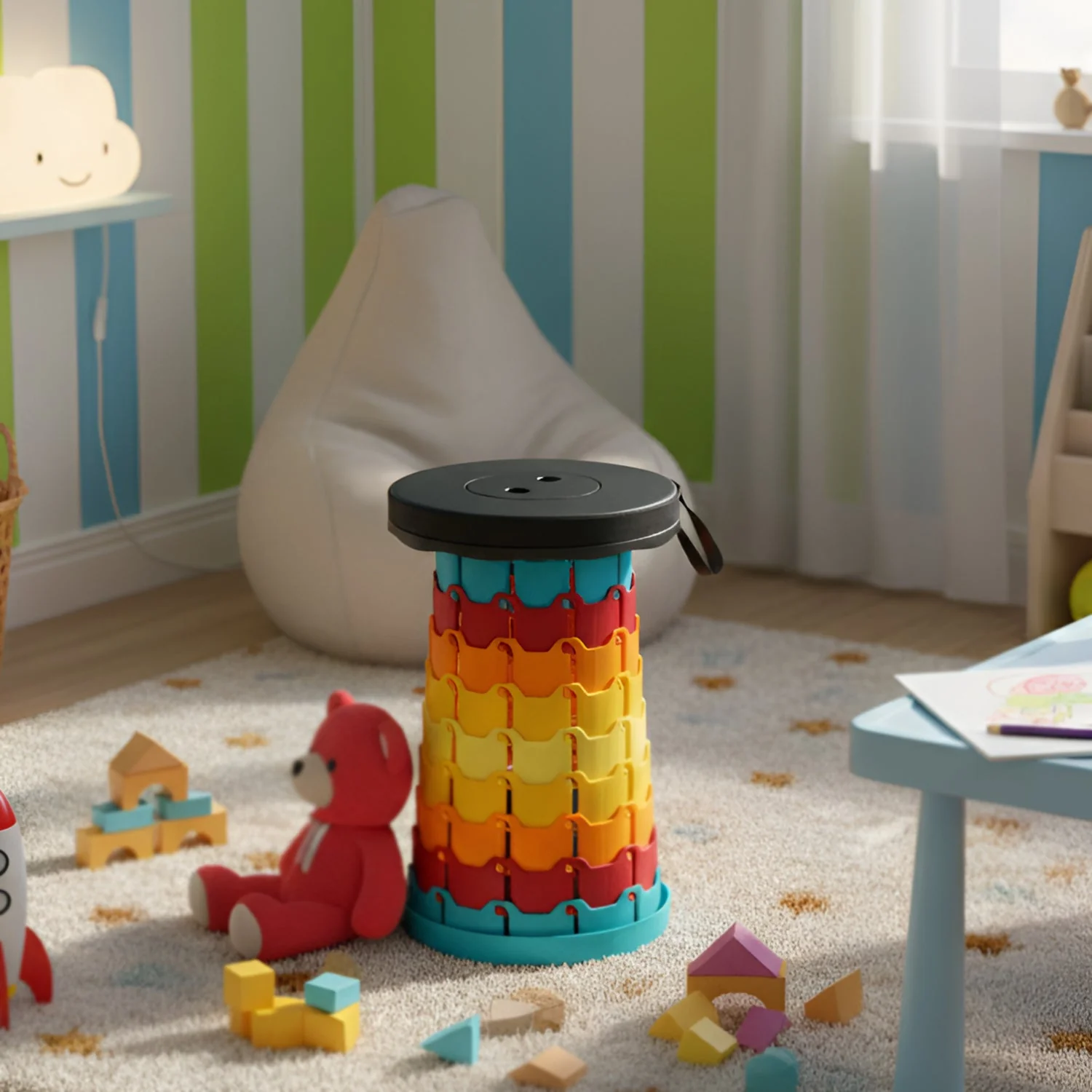 Collapsible Stool with Handle for Portable Seating (44x25.5 cm) - Image 6