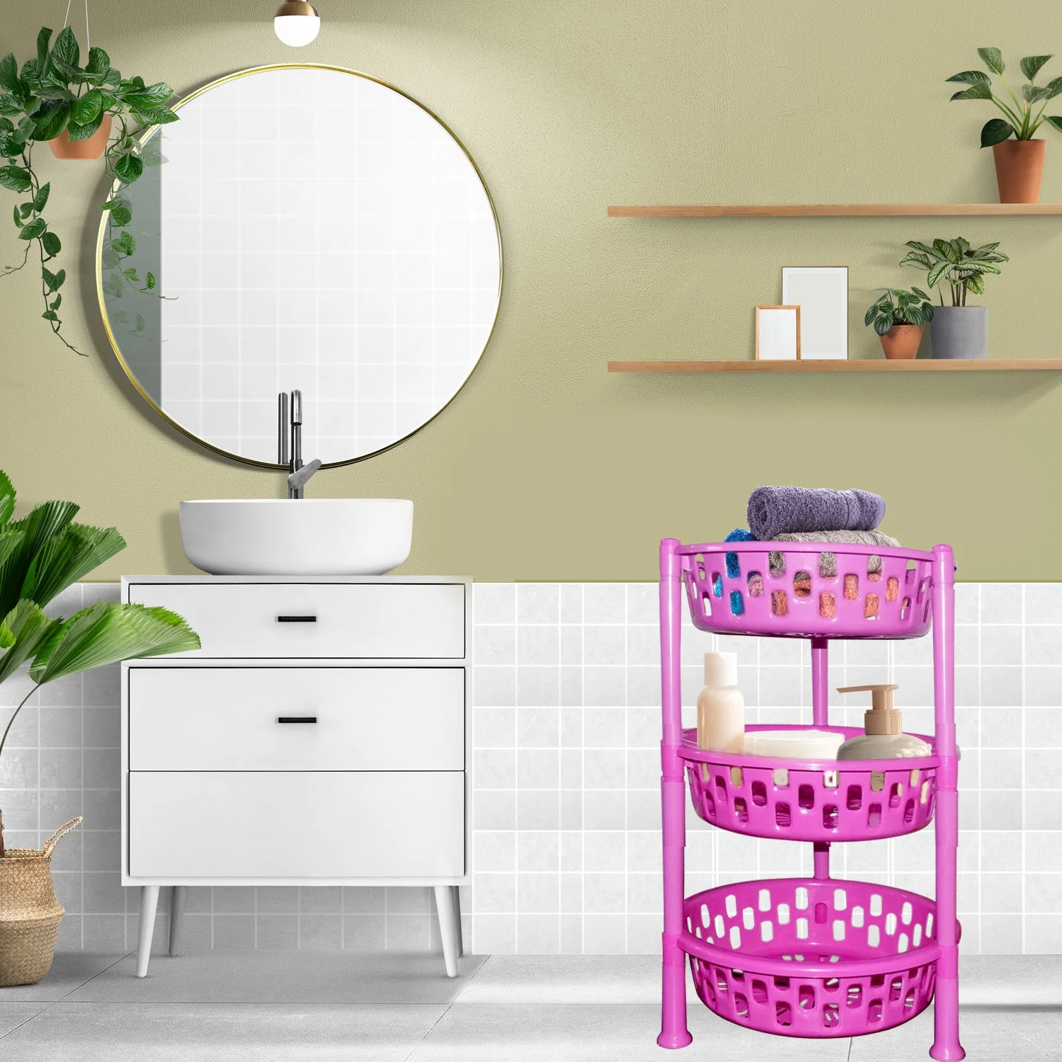 Round Multipurpose Plastic Storage Rack Organiser - Image 4
