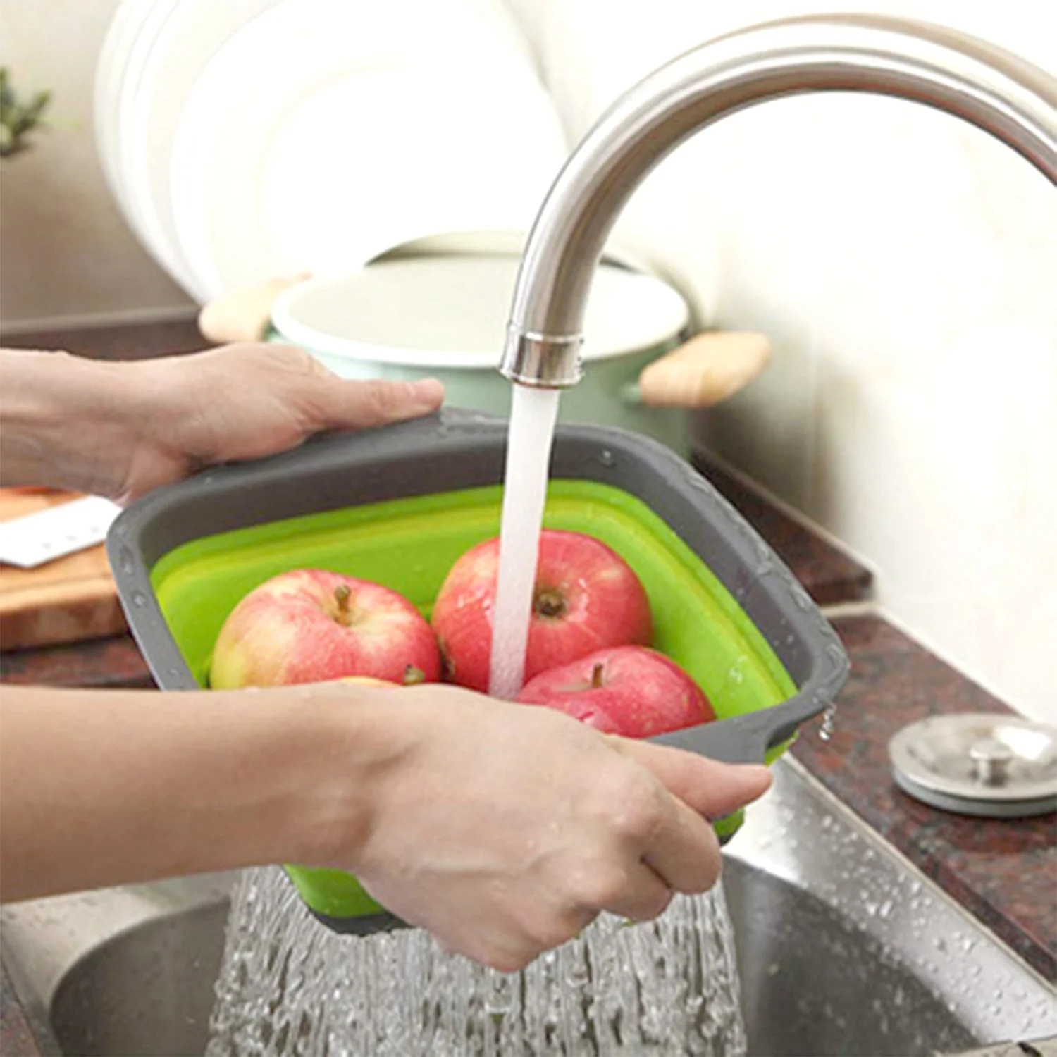 Silicone Square Plastic Folding Collapsible Durable Kitchen Sink Dish Rack - Image 6