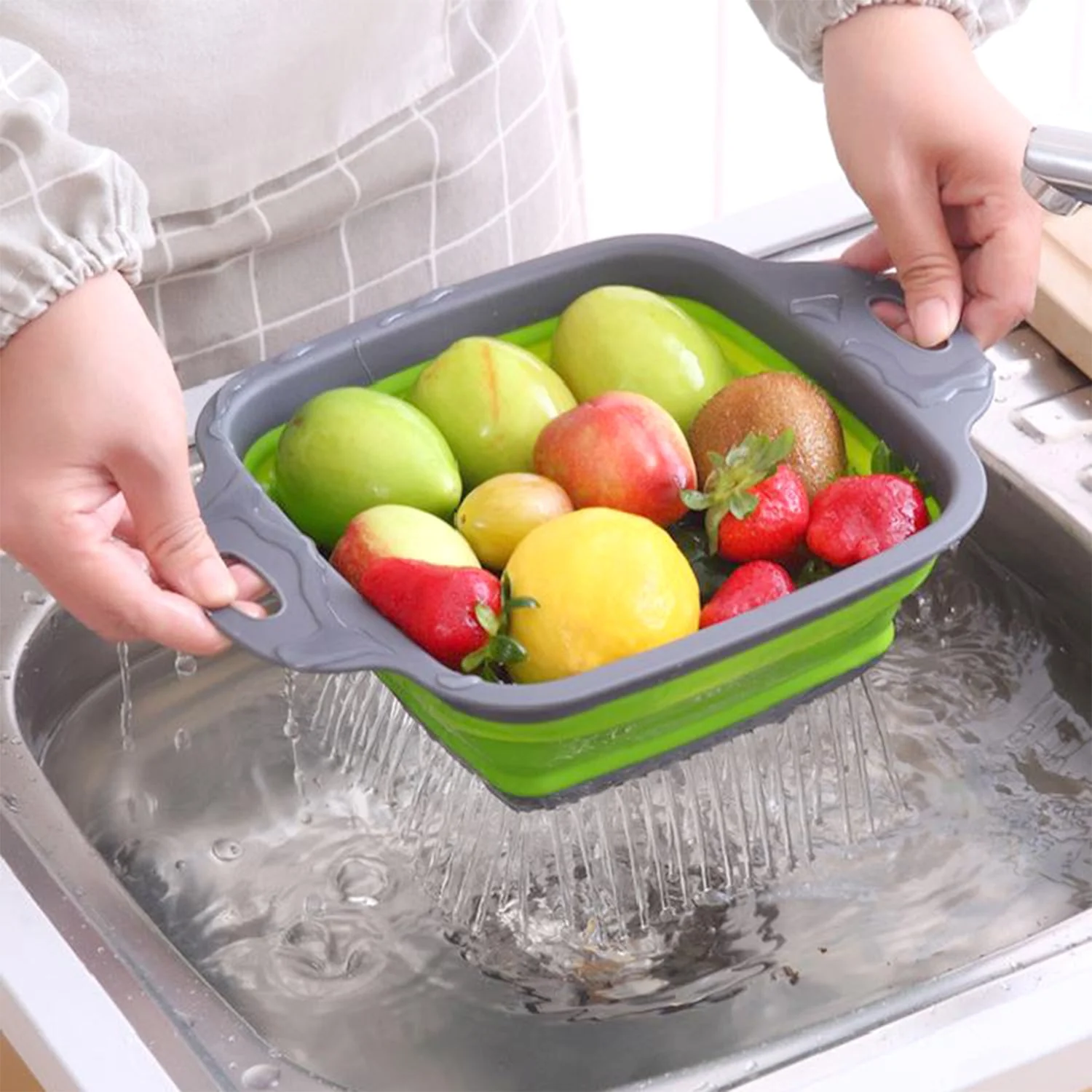Silicone Square Plastic Folding Collapsible Durable Kitchen Sink Dish Rack - Image 8