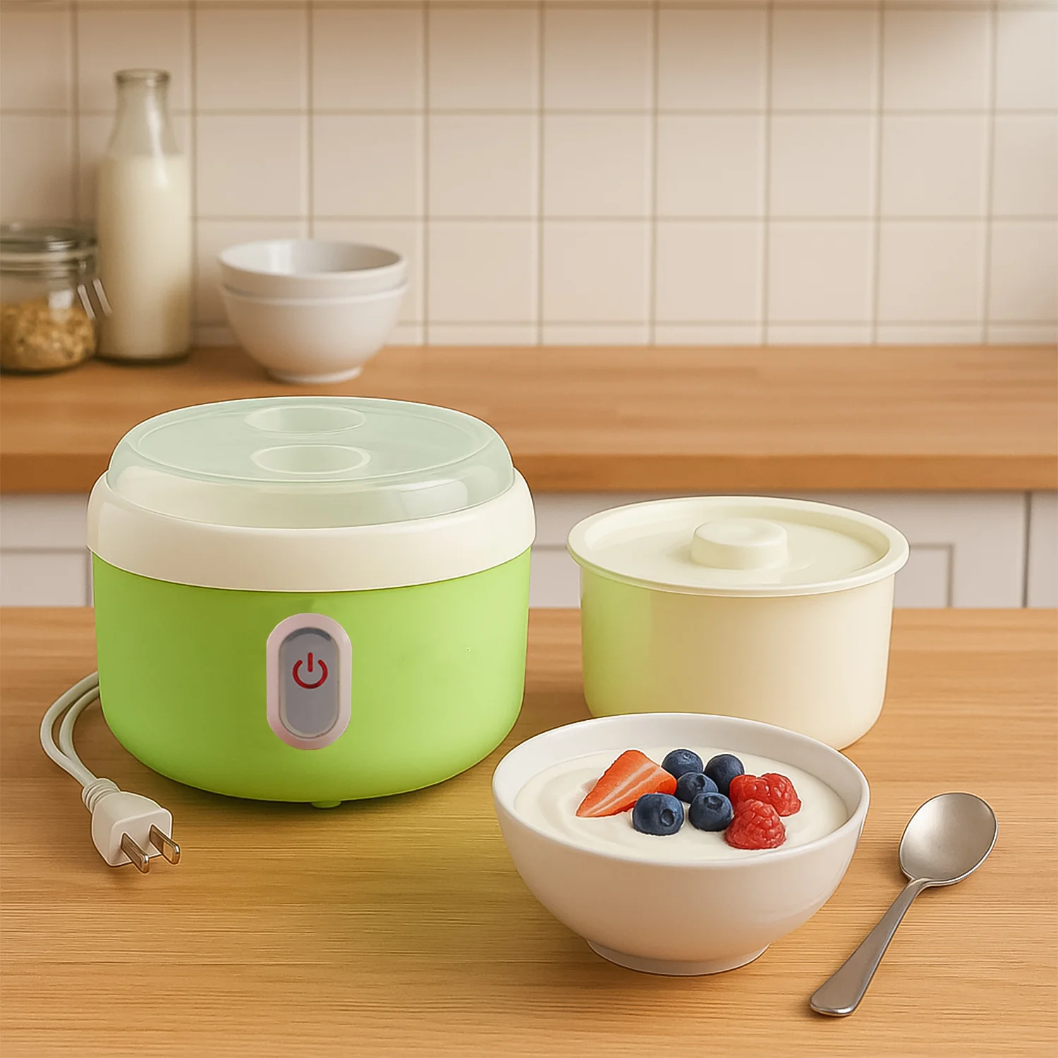 Green Electric Yogurt Maker for Household and Kitchen Use - Image 4