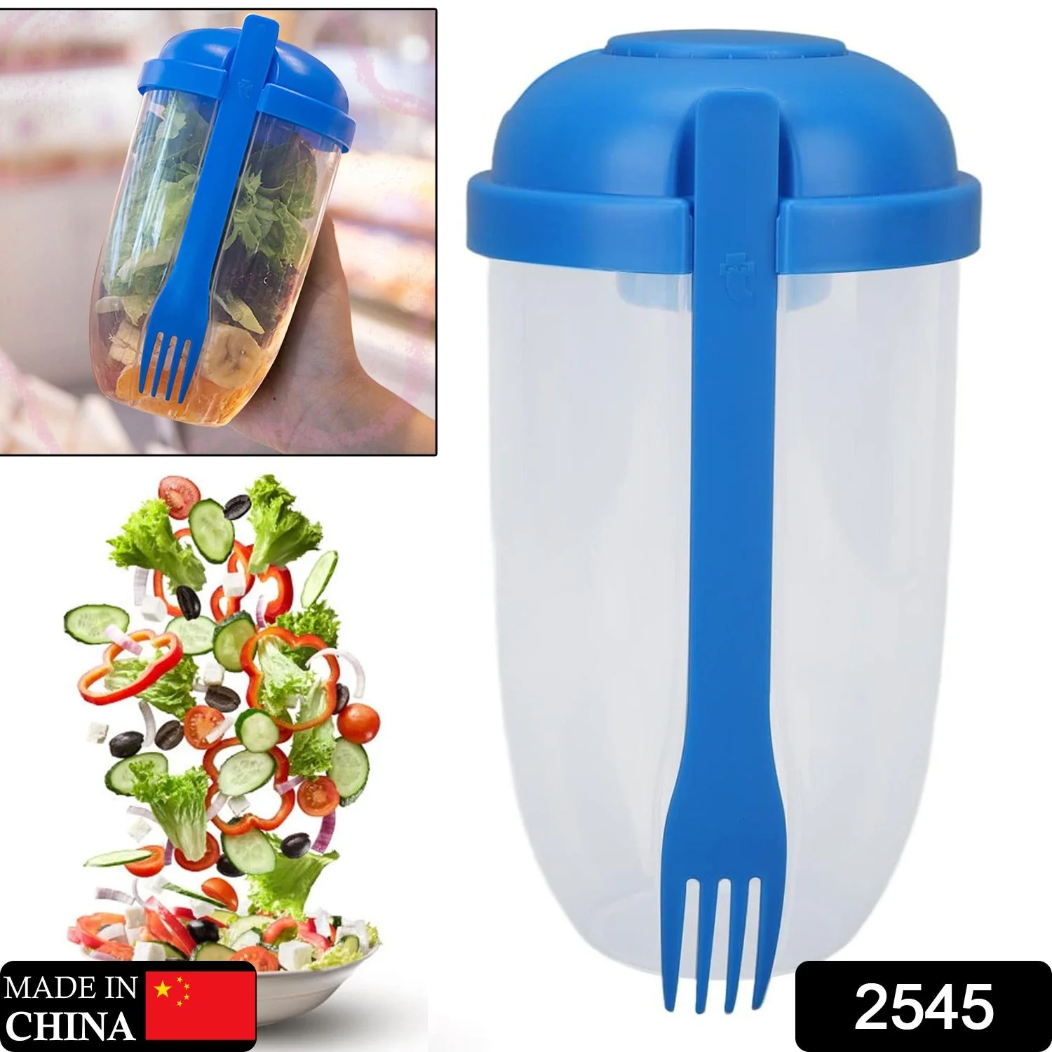 Fruit and Vegetable Salad Cups Easy Clean Salad Mixing Cup (1Pc) - Image 2