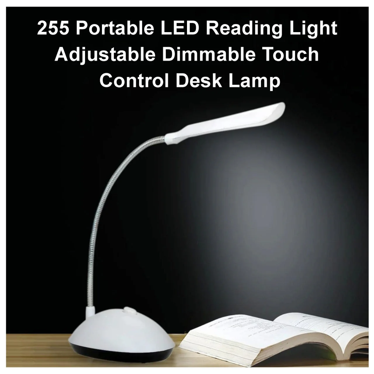 Portable LED Reading Light Adjustable Dimmable Touch Control Desk Lamp - Image 3