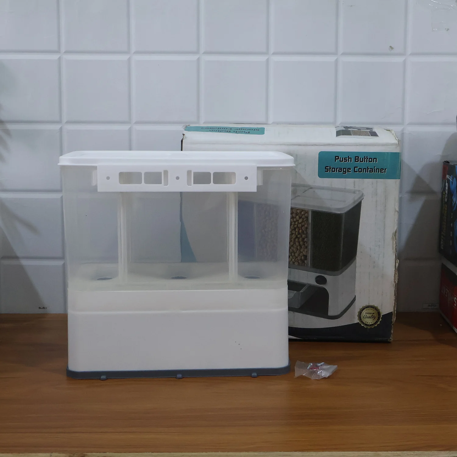 Easy Flow Cereal Dispenser for Kitchen 3 in 1 Push Button Wall Mount Container - Image 9