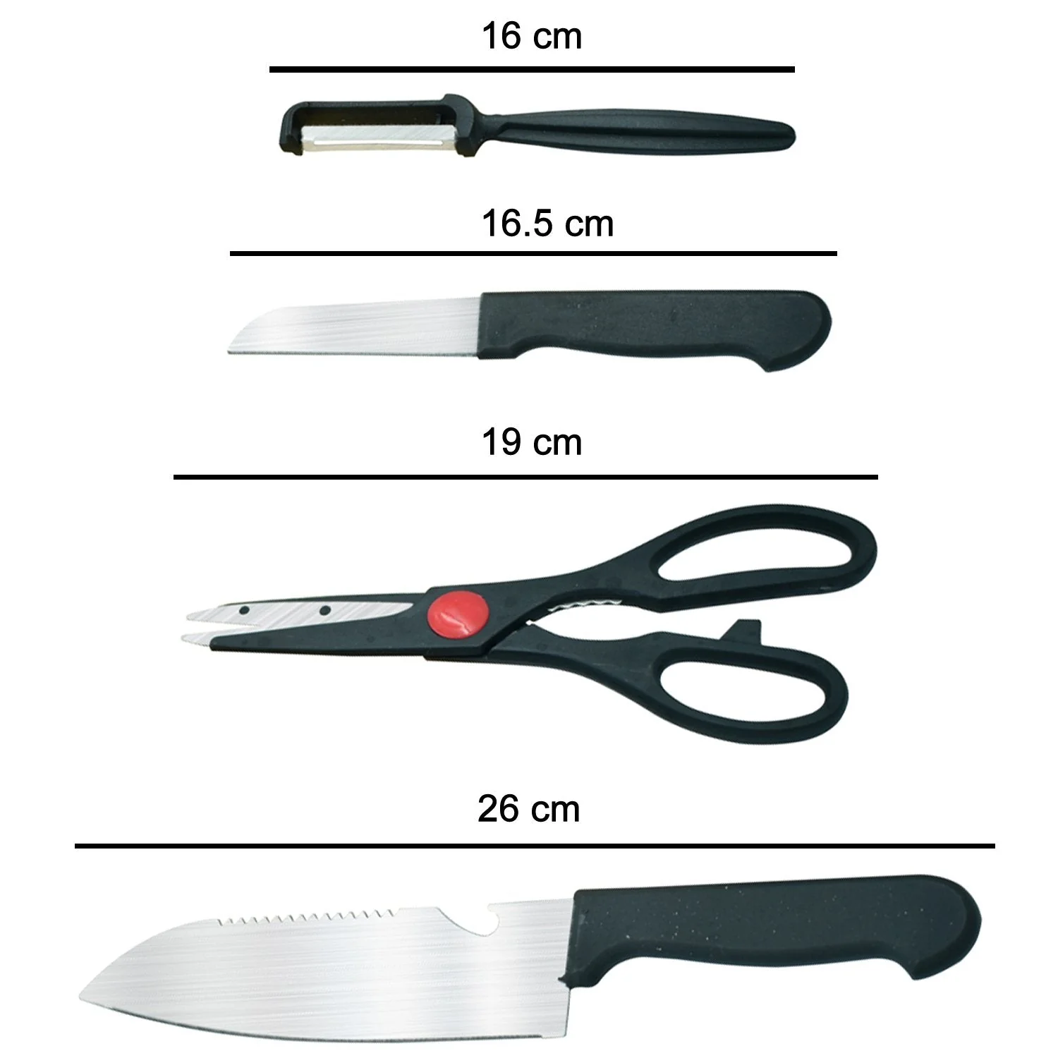 Stainless Kitchen Tool Set – Butcher Knife, Standard Knife, Peeler & Scissor (4 Pcs) - Image 6