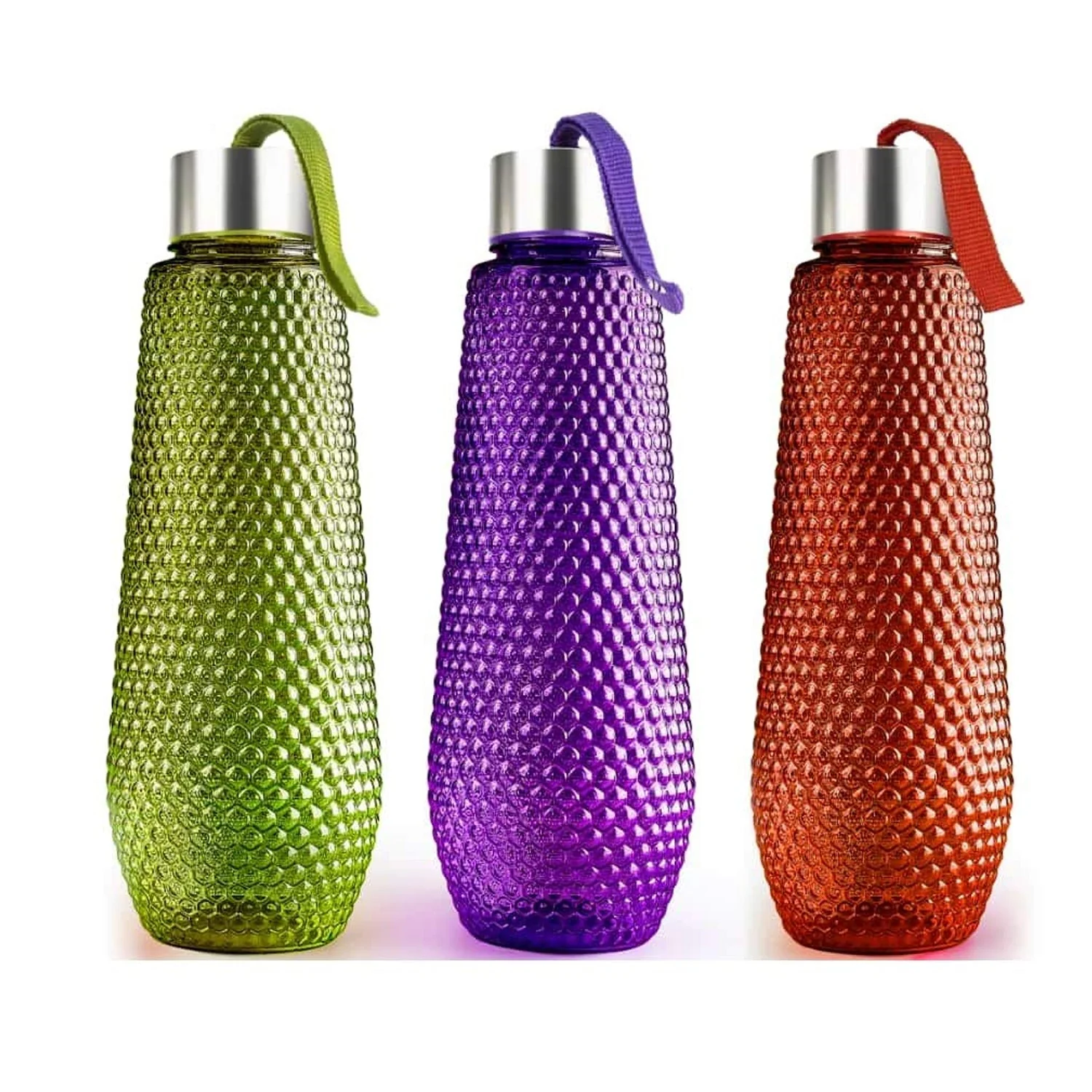 Plastic Fridge Water Bottle Set With Steel Finish Cap (3 Pieces 1 litre) - Image 4