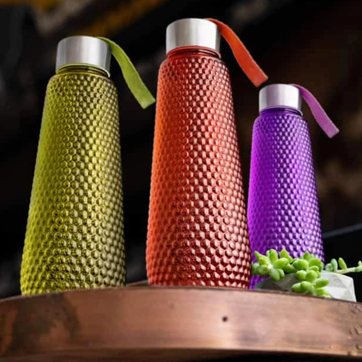 Plastic Fridge Water Bottle Set With Steel Finish Cap (3 Pieces 1 litre) - Image 6