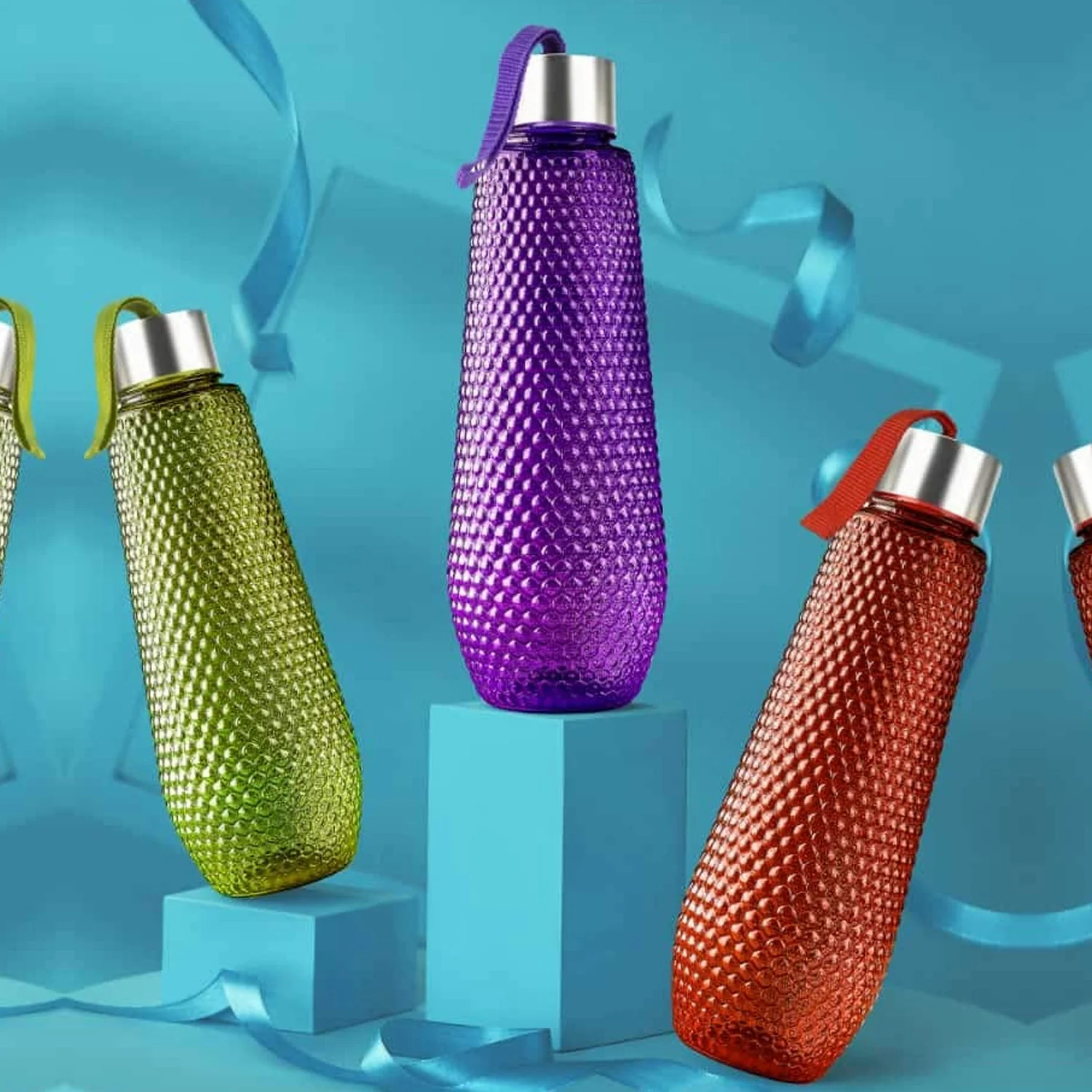 Plastic Fridge Water Bottle Set With Steel Finish Cap (3 Pieces 1 litre) - Image 7