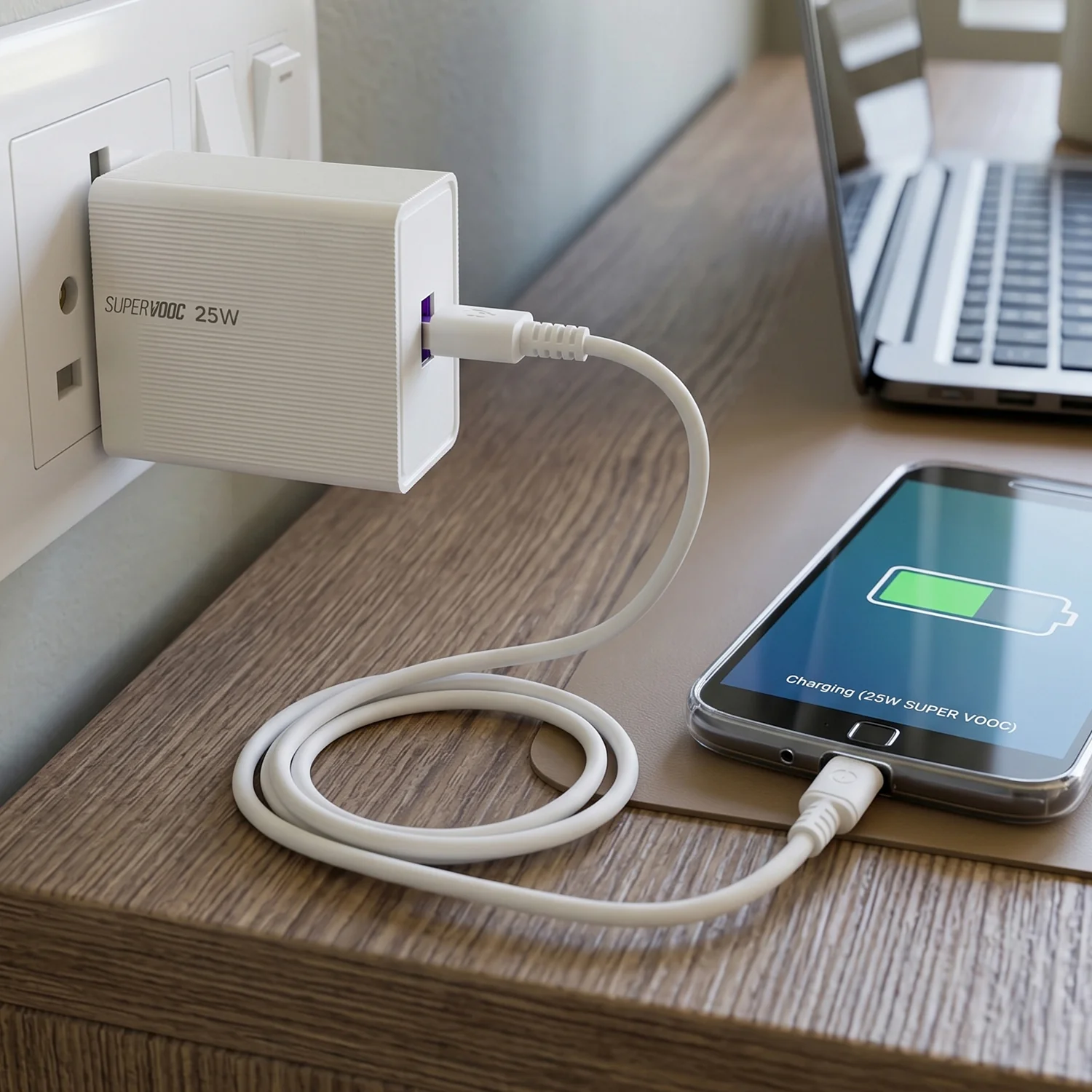 25W High Speed Single USB Fast Wall Charger Adapter with Micro USB Cable - Image 4