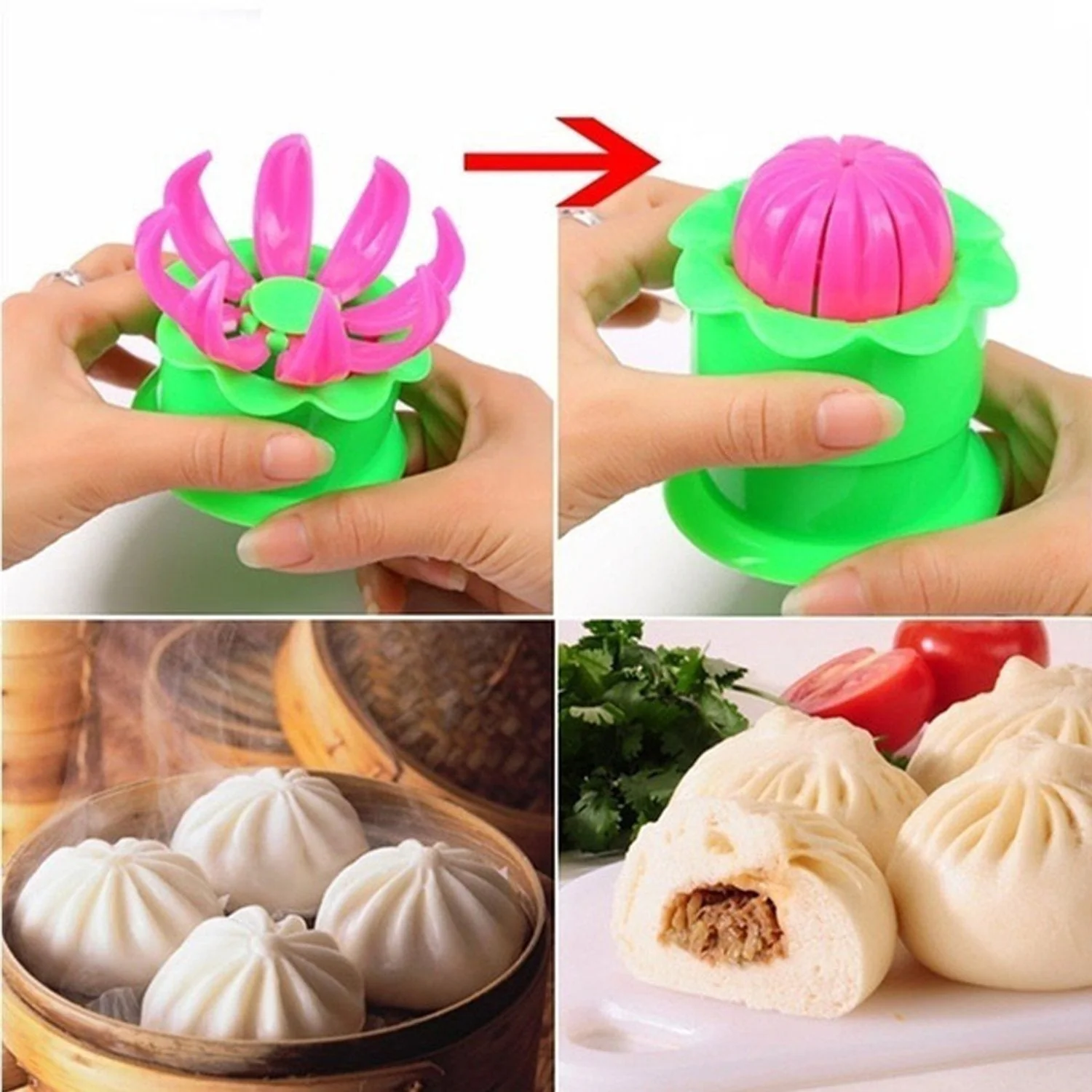 Momos Maker Plastic Mold with Filling Spoon Steamed Bun Dumpling Maker Cooking Tool - Image 3