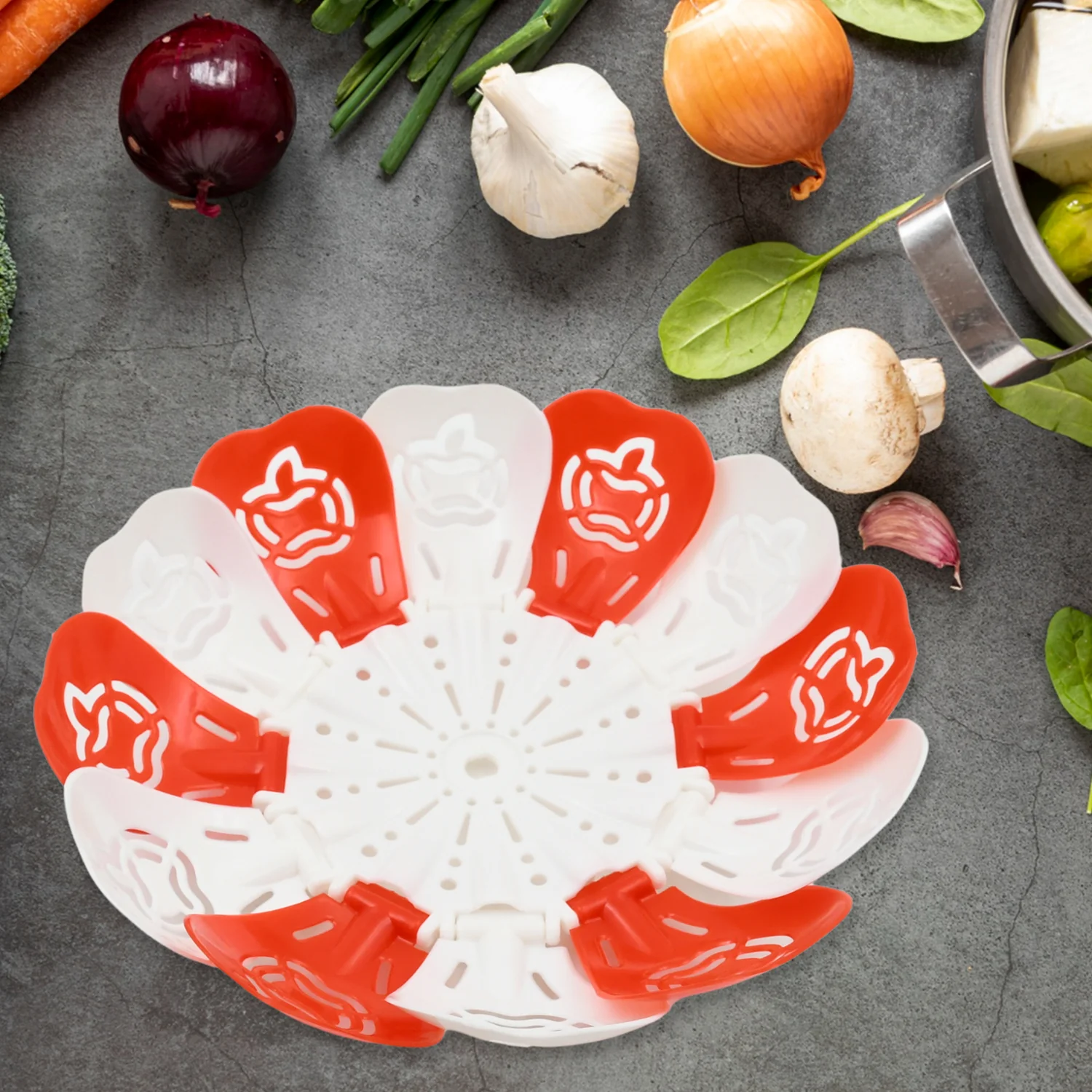 Folding Fruit Basket Hanging Stand – Lotus Shape Tray for Fruits & Vegetables (1 Pc) - Image 4
