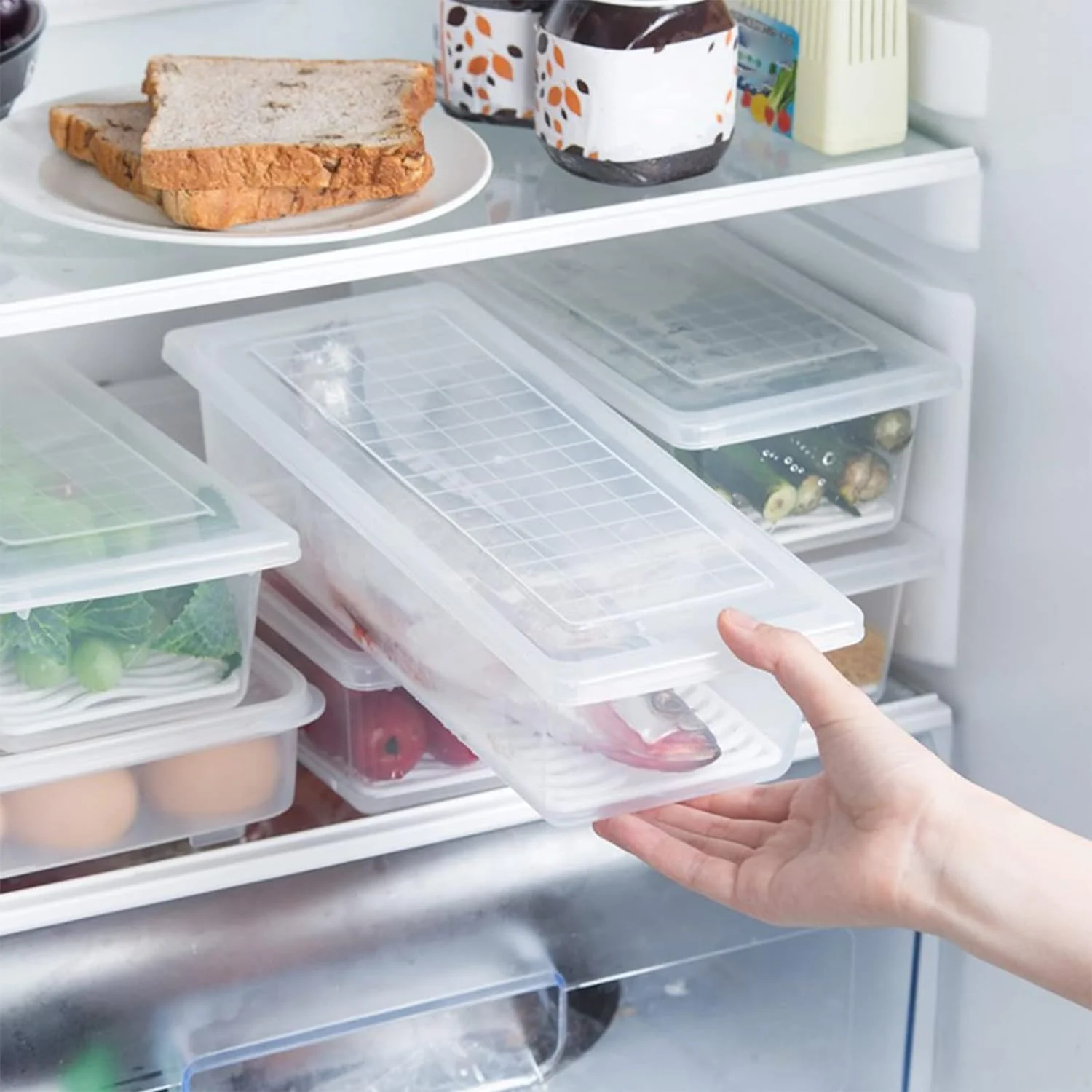 Food Storage Container with Removable Drain Plate and Lid, 1500 ml (Pack of 1 Pc) - Image 9