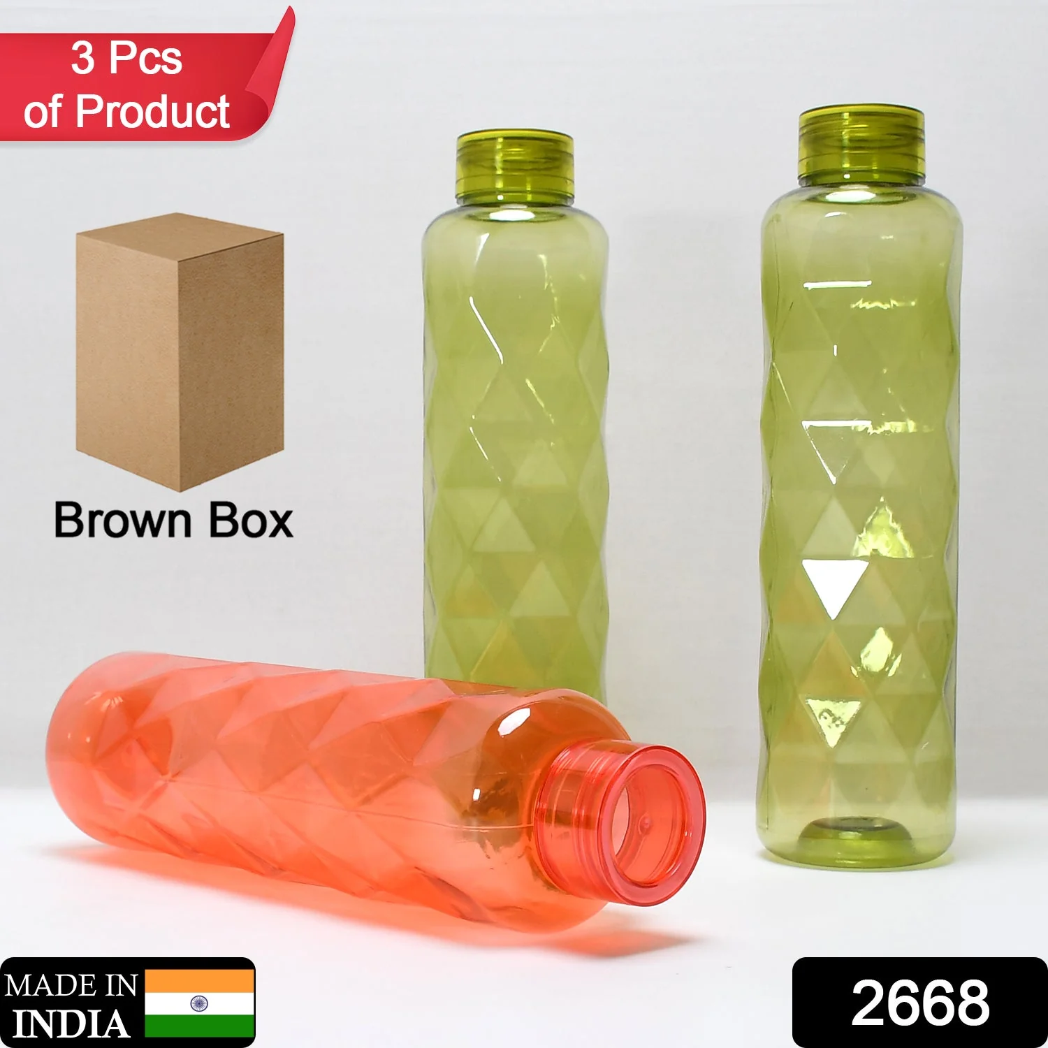 3Pc Set Diamond Cut Bottle Used for storing water and beverages purposes for people - Image 2