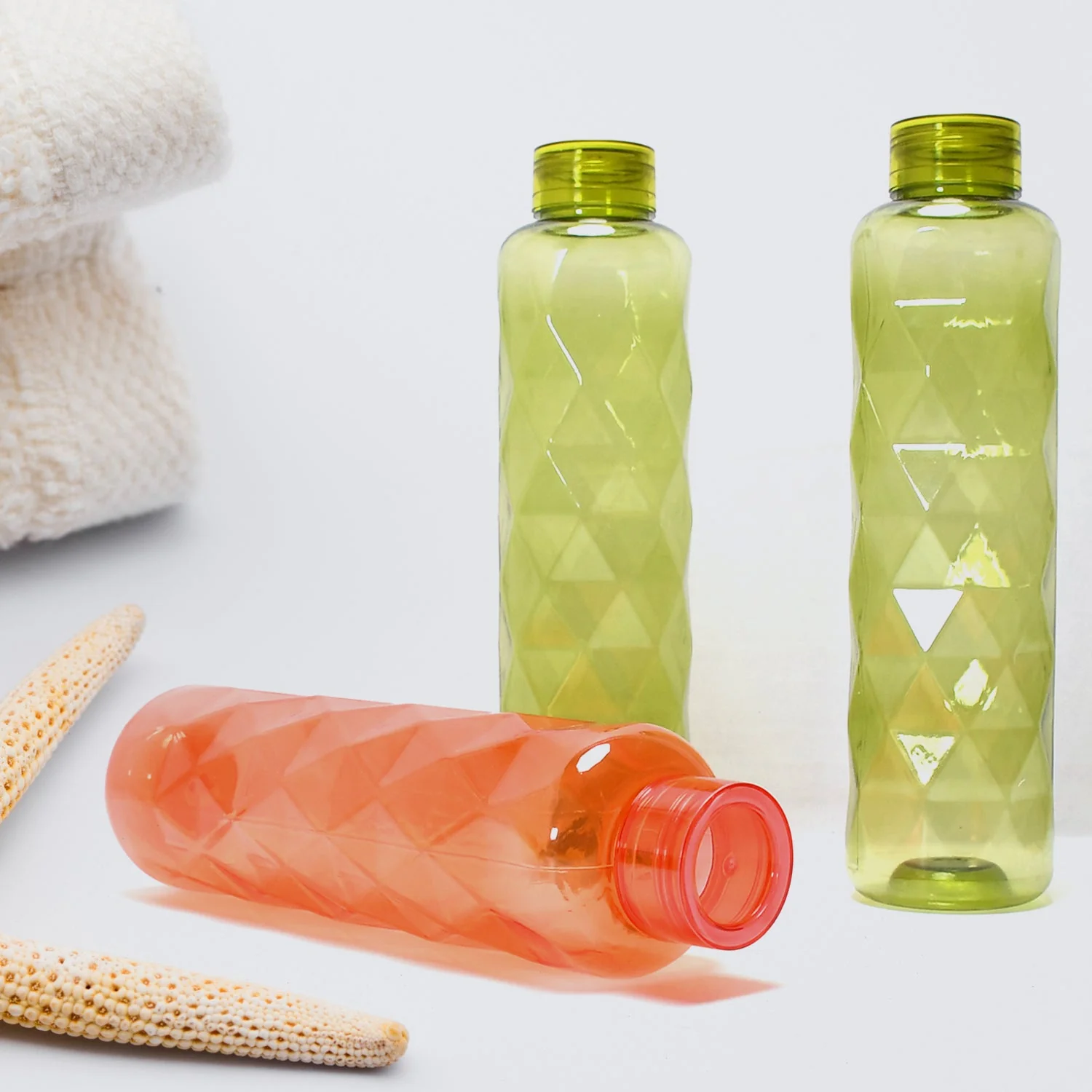 3Pc Set Diamond Cut Bottle Used for storing water and beverages purposes for people - Image 4