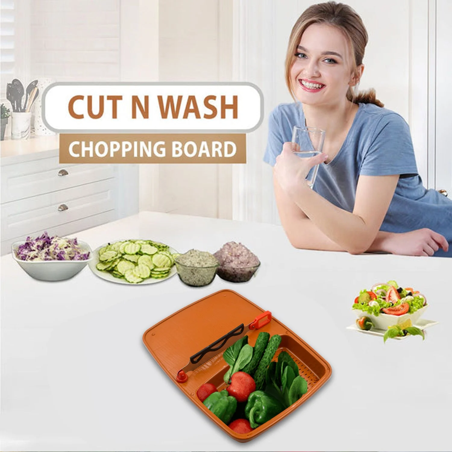 Cut & Wash Box & Tray – Versatile Kitchen Tool for Fruits & Vegetables - Image 8