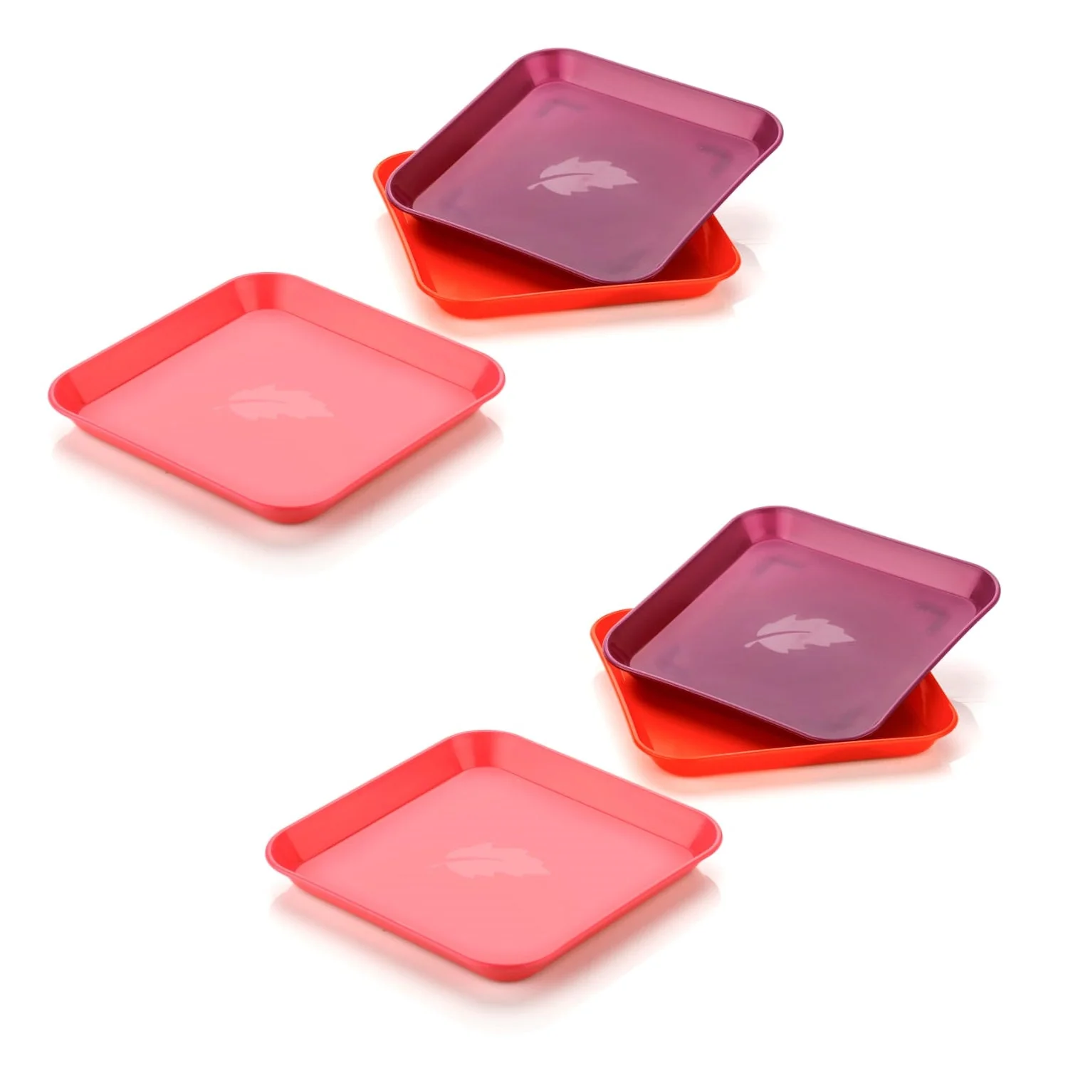 Square Plastic Dinner Plate Set (Set of 6 Pcs) Colorful Snacks / Breakfast Plate (Set of 6 Pcs) - Image 4