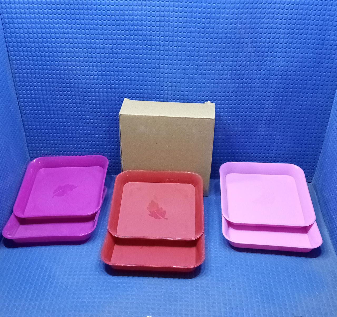 Square Plastic Dinner Plate Set (Set of 6 Pcs) Colorful Snacks / Breakfast Plate (Set of 6 Pcs) - Image 8