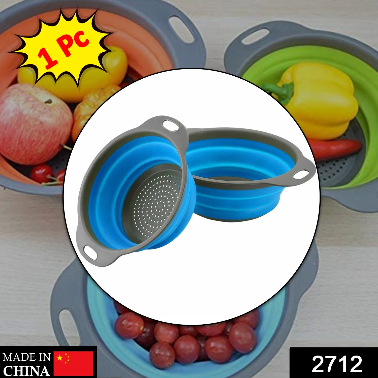 Round Sil Strainer – Foldable Multi-Use Kitchen Strainer for Cooking - Image 2
