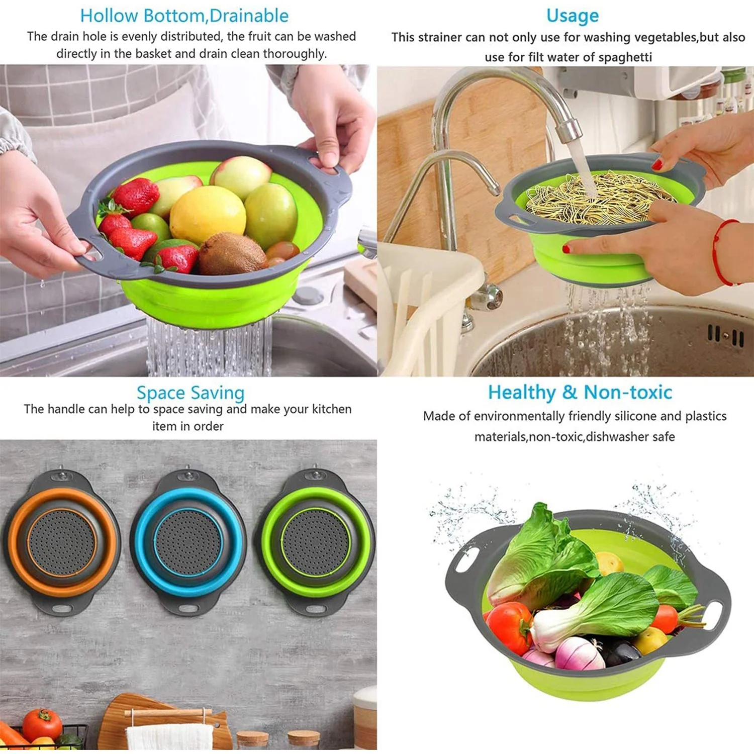 Round Sil Strainer – Foldable Multi-Use Kitchen Strainer for Cooking - Image 3
