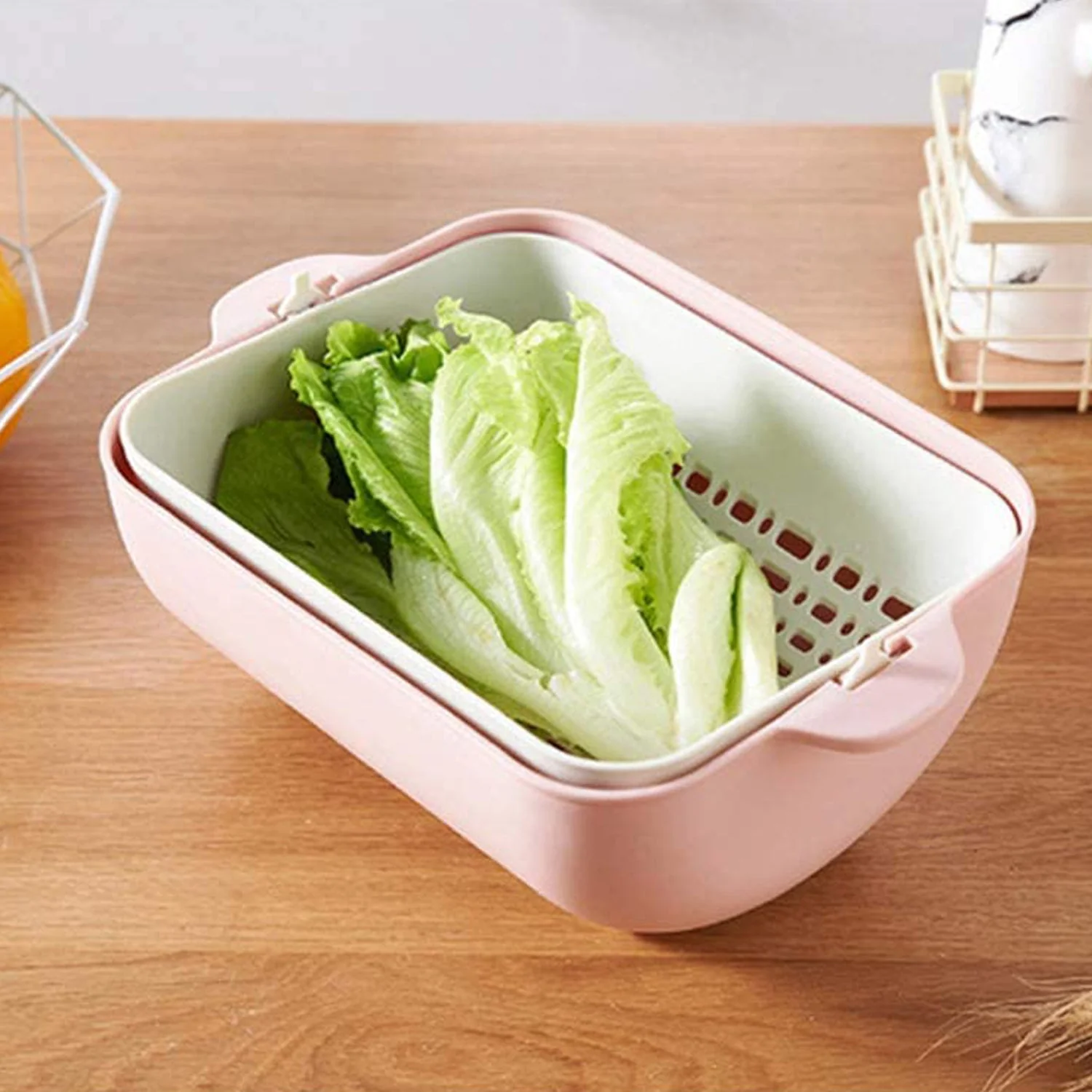 Multifunctional BPA Free Double Layered Plastic Rotatable Strainer (Multicolor) - Image 3