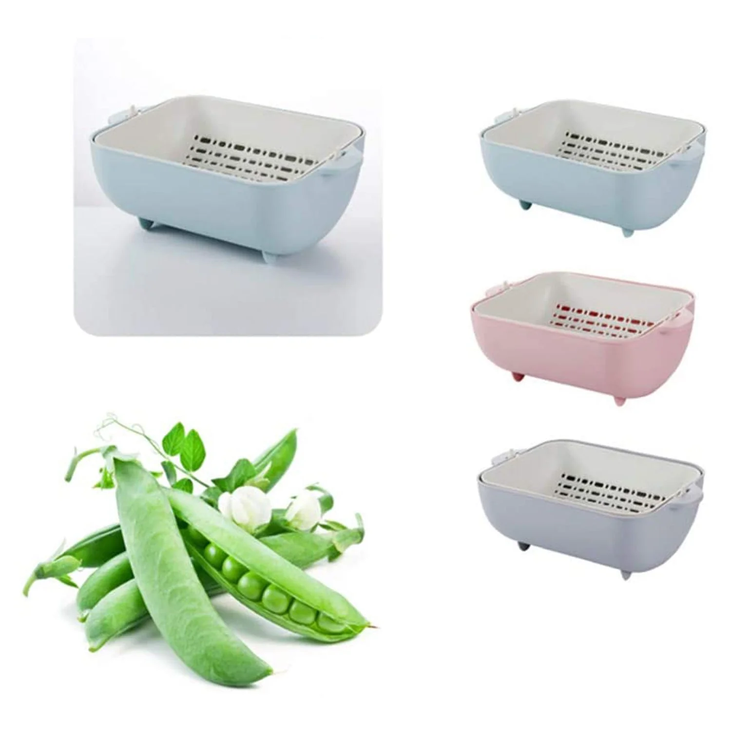 Multifunctional BPA Free Double Layered Plastic Rotatable Strainer (Multicolor) - Image 8