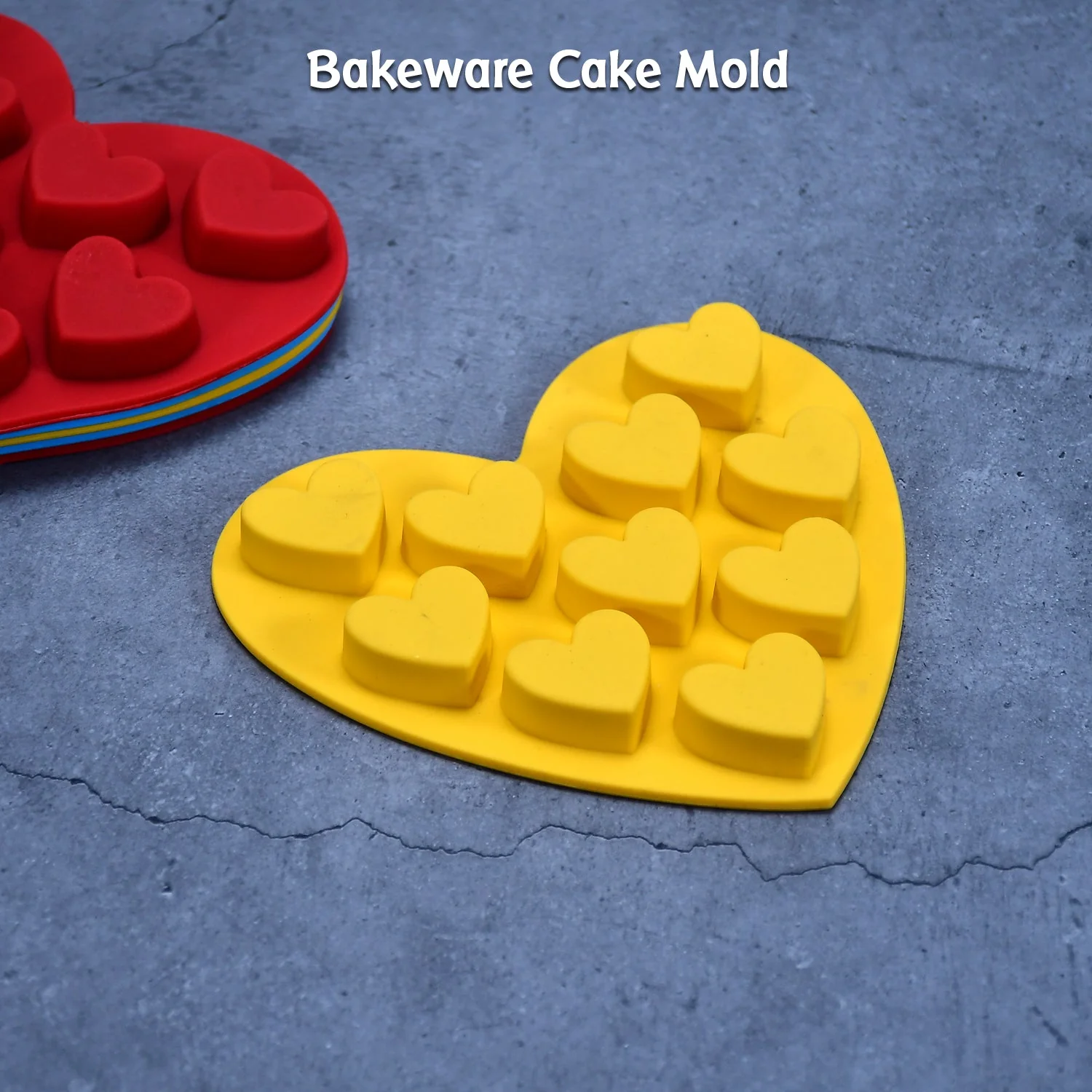 Silicon 10 Cavity Heart Shape Design Chocolate Mould Ice, Jelly Candy Mould - Image 3